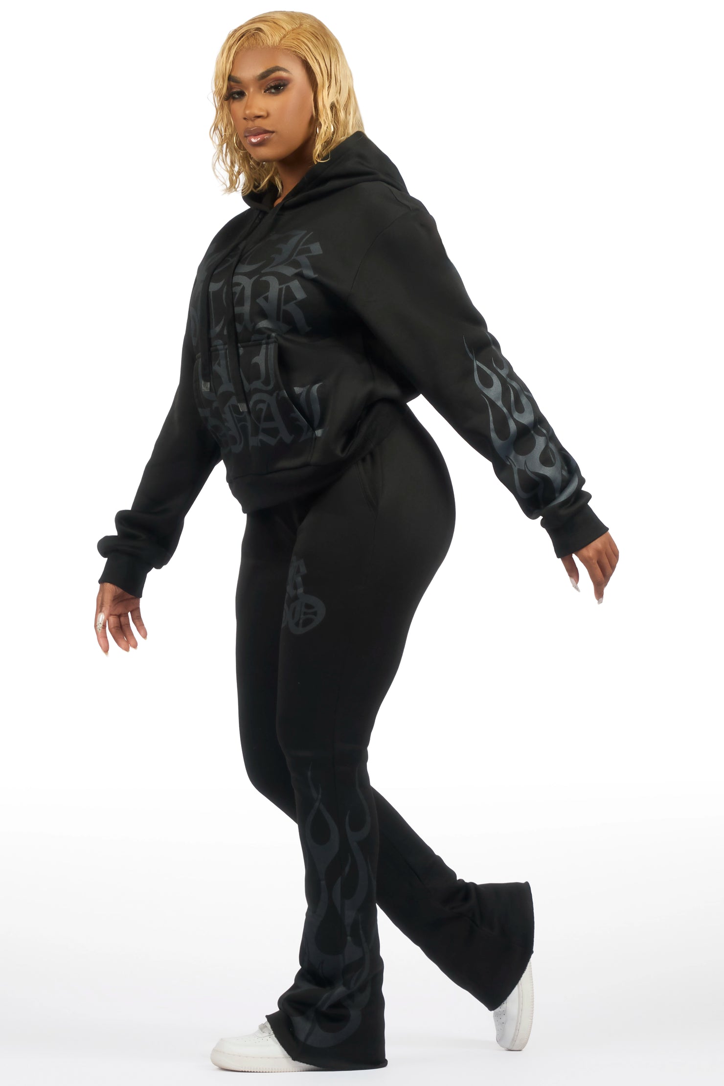 Anisha Black Stacked Track Set