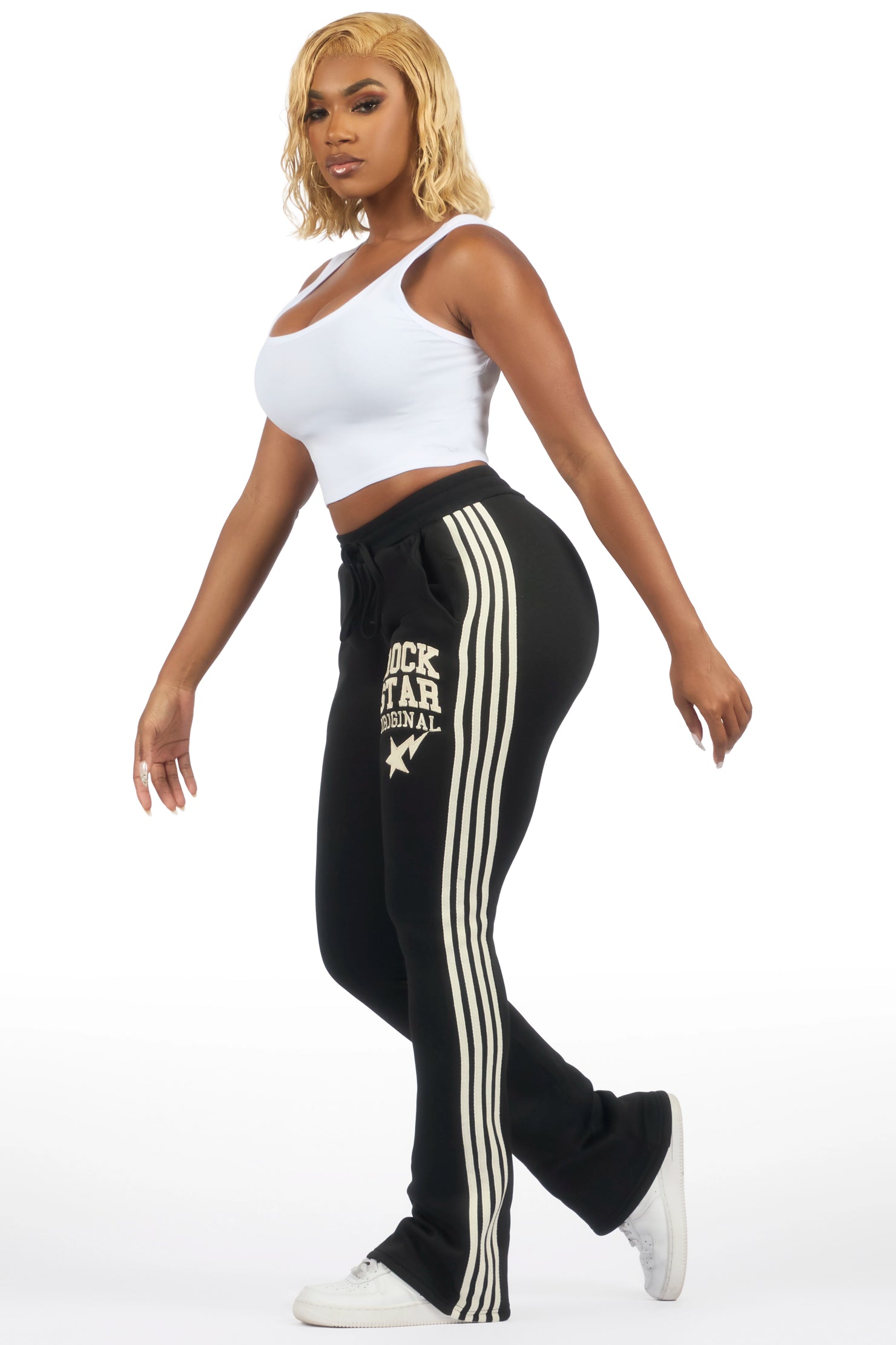 Briana Black Stacked Track Pant