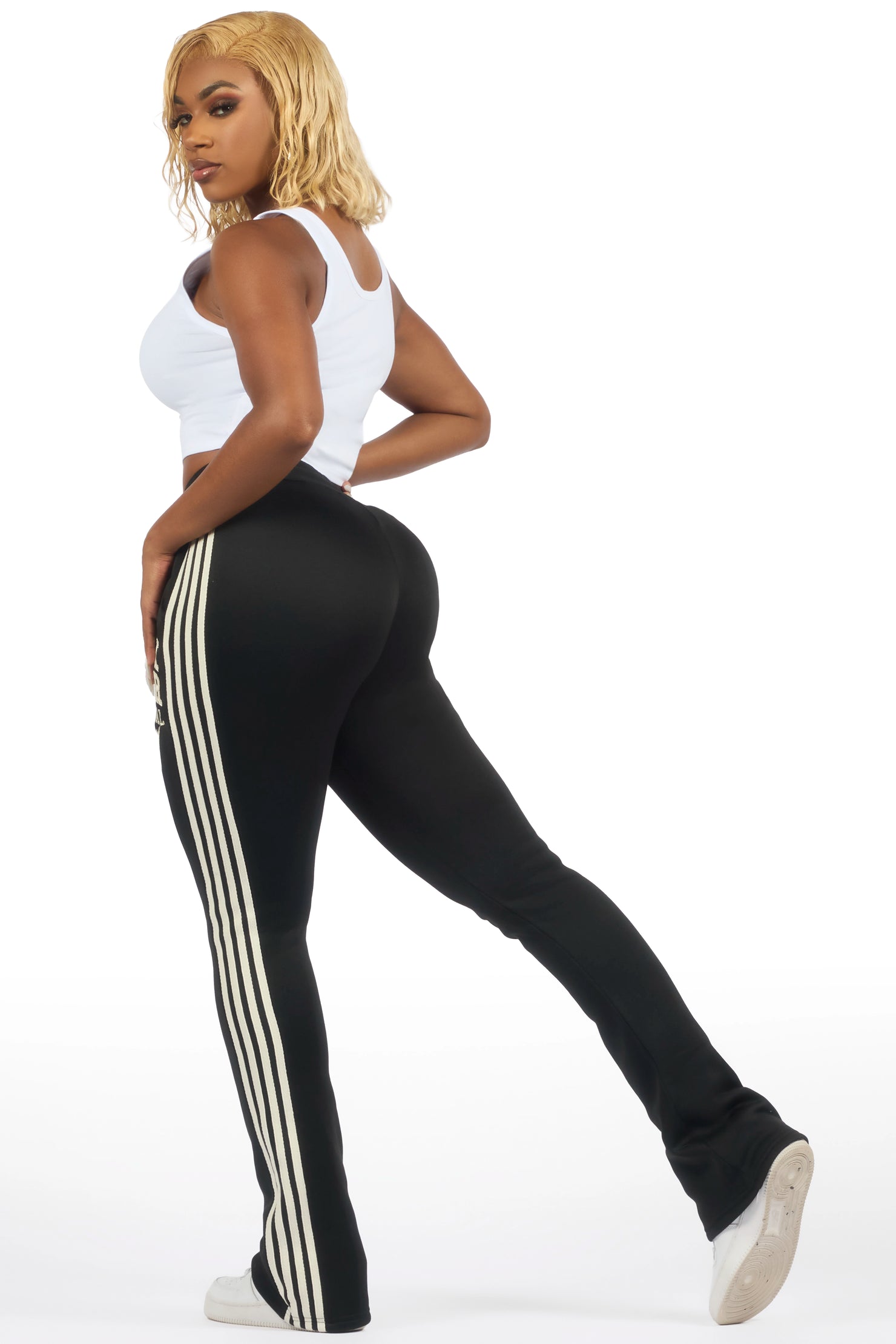 Briana Black Stacked Track Pant