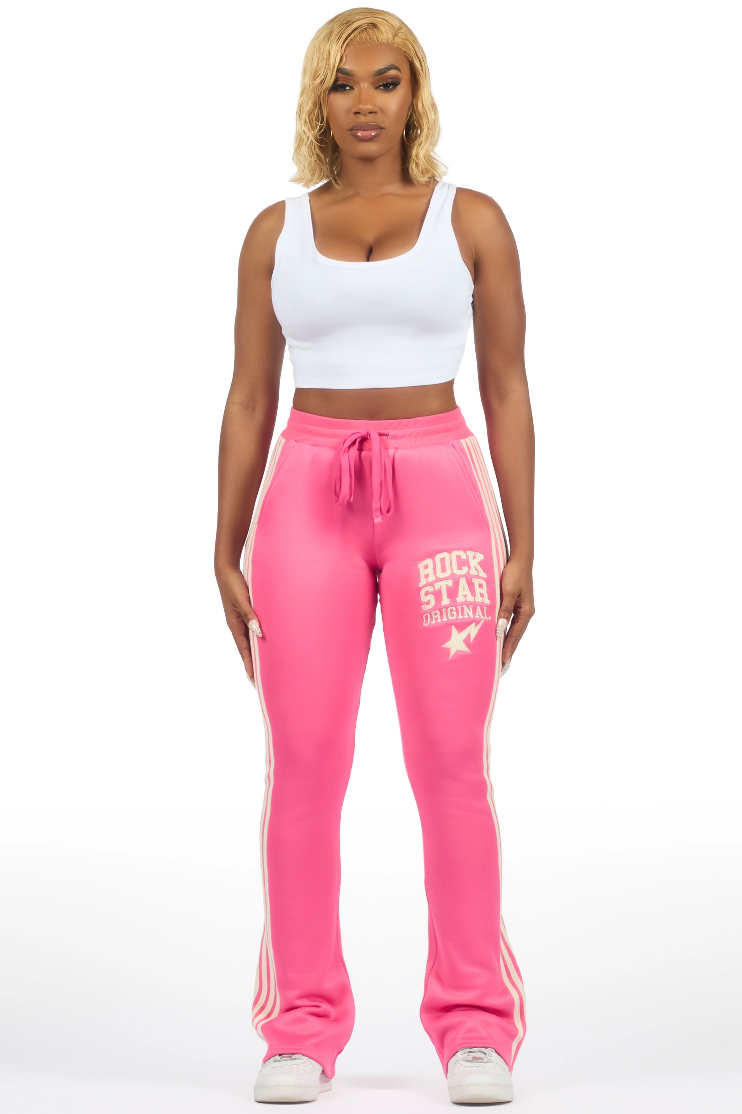 Briana Hot Pink Stacked Track Pant
