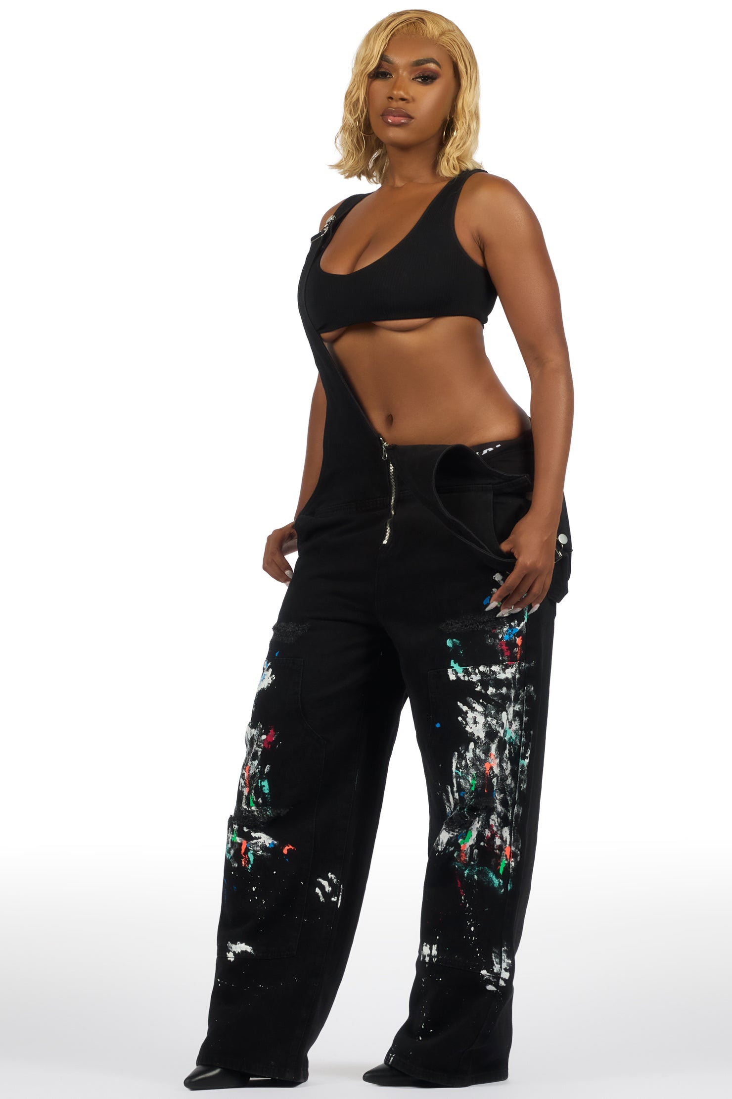 Raichele Black Painted Overall