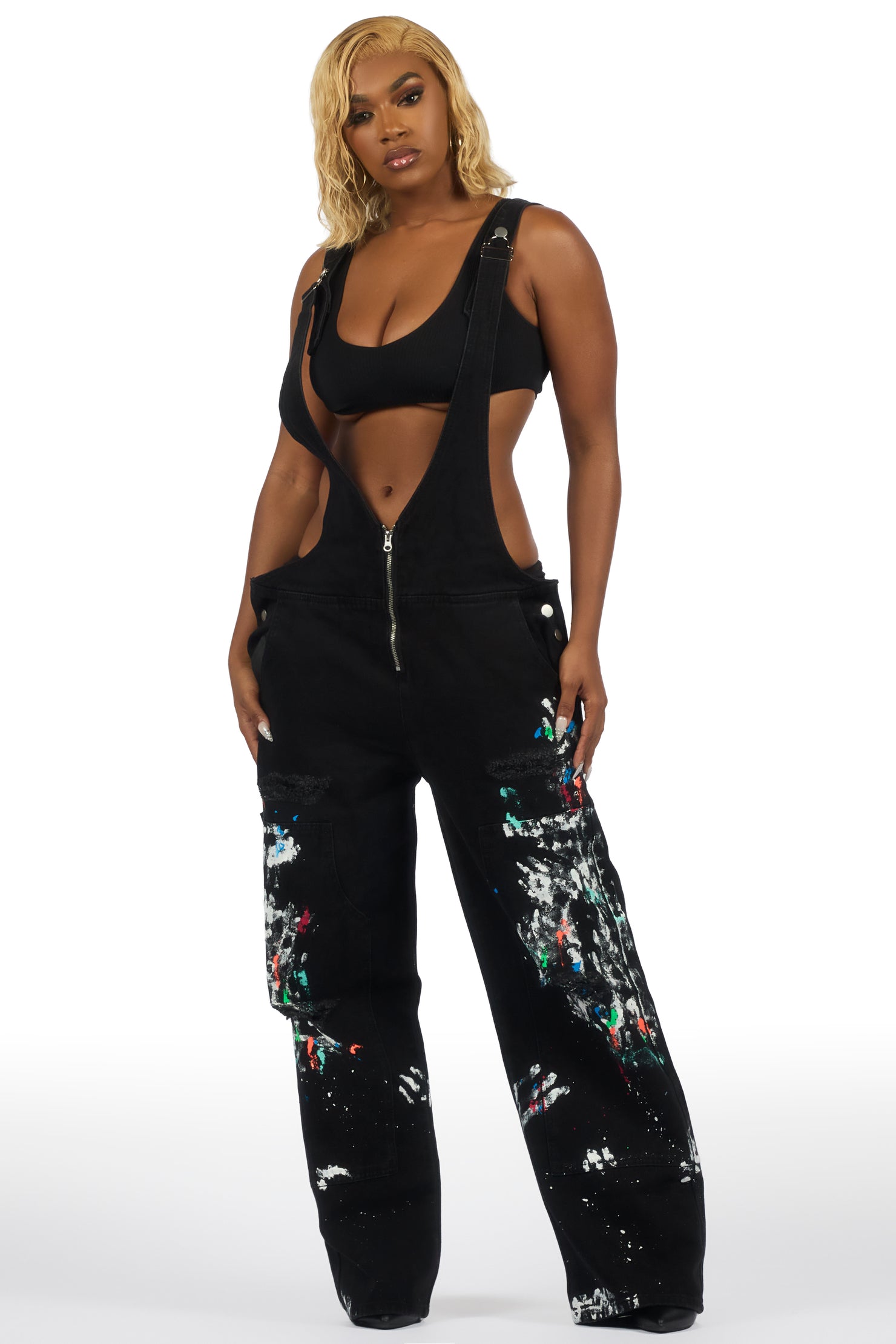 Raichele Black Painted Overall