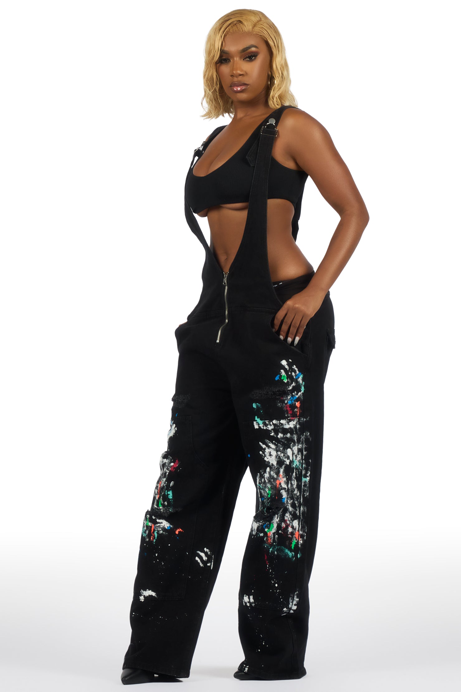 Raichele Black Painted Overall