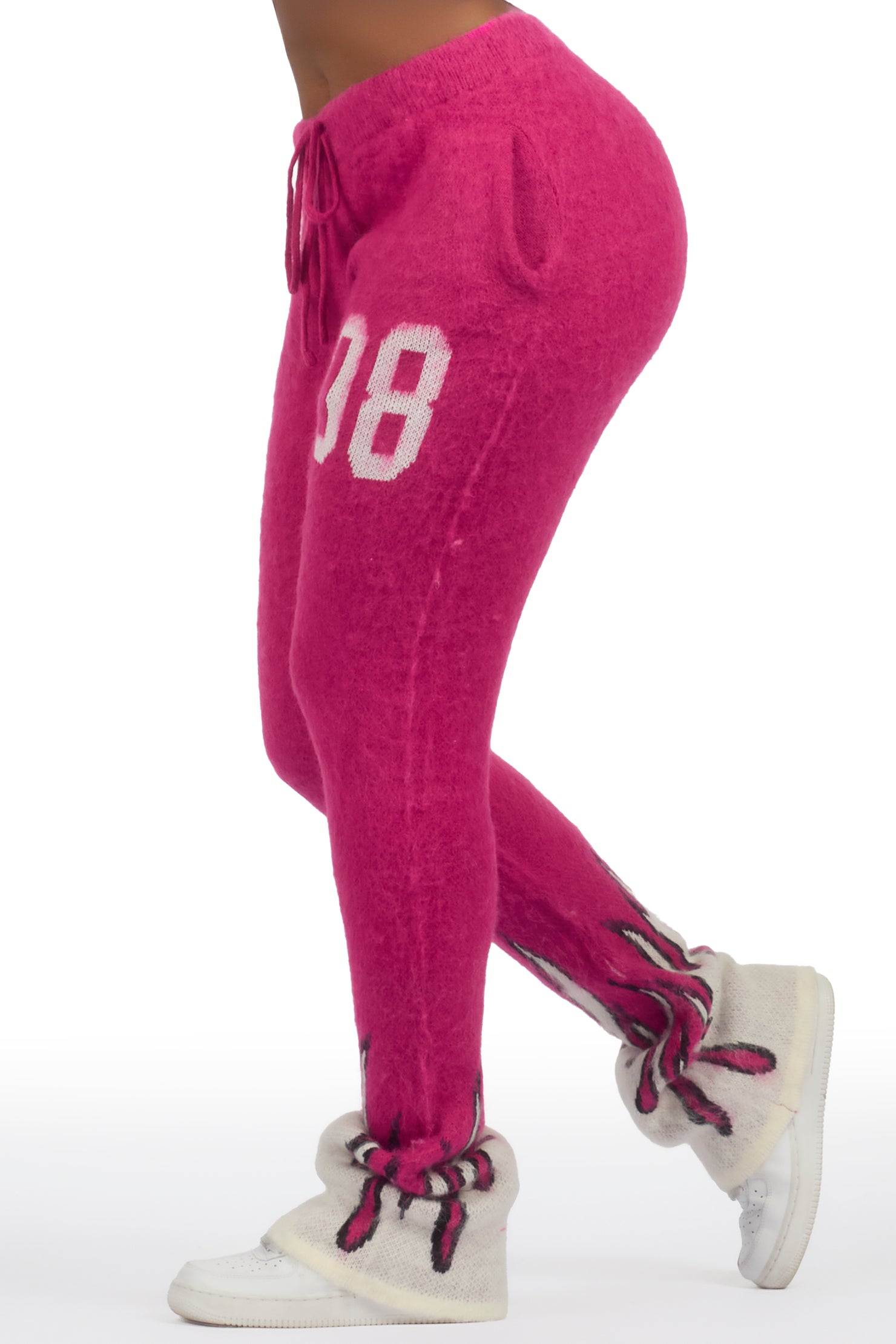 Della Pink Mohair Stacked Track Pant