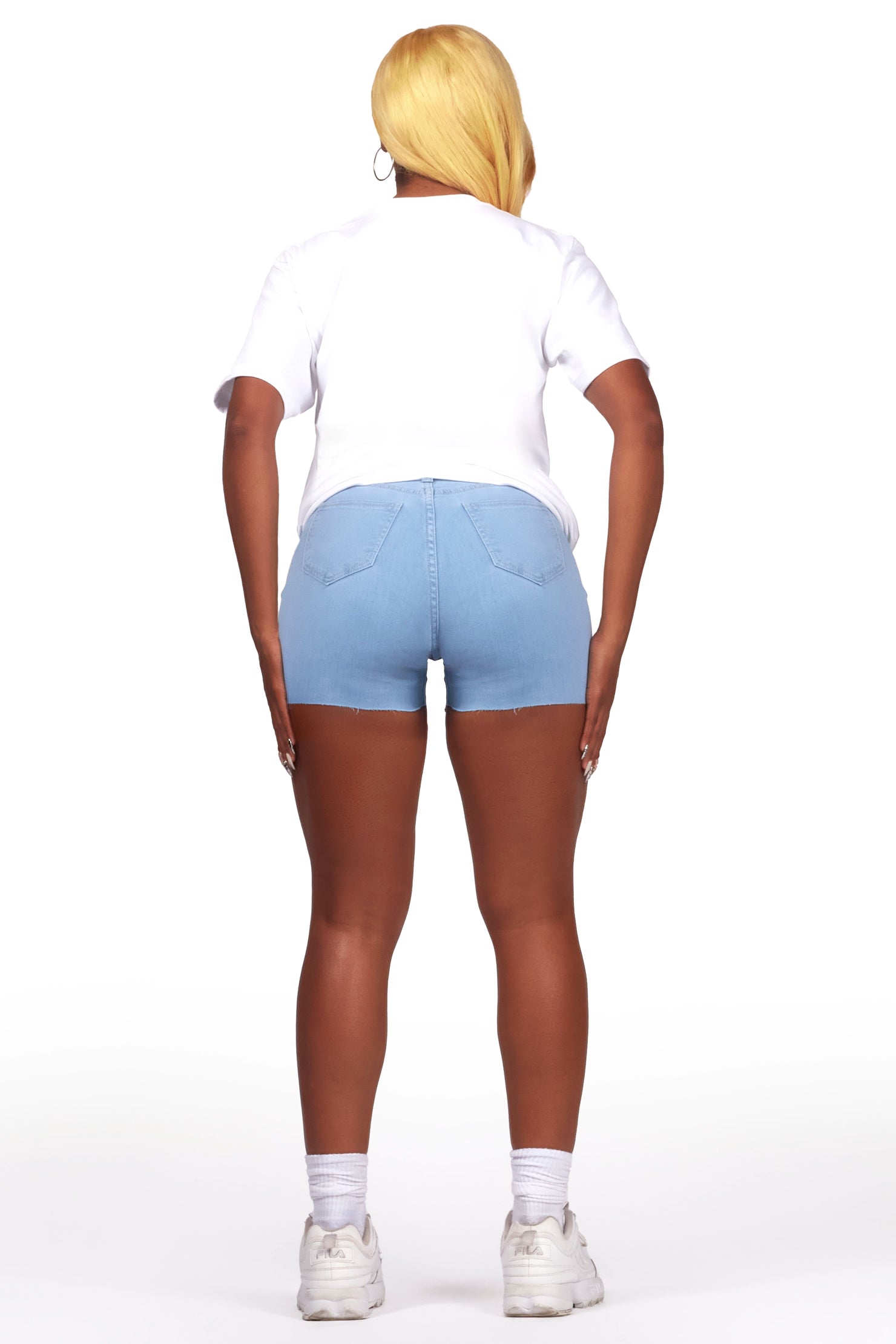 Danita White/Blue Denim Short Set