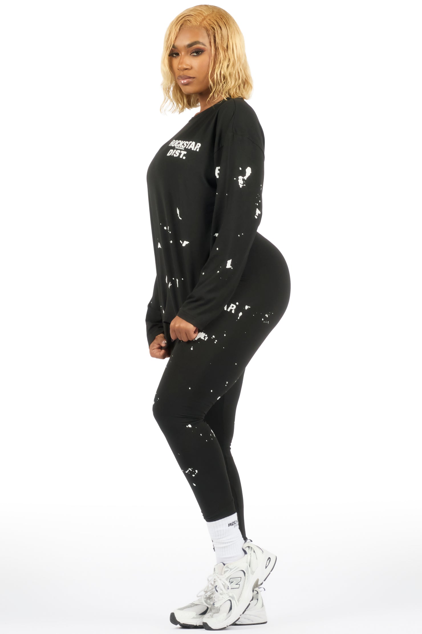 Living For It Black Long Sleeve Legging Set