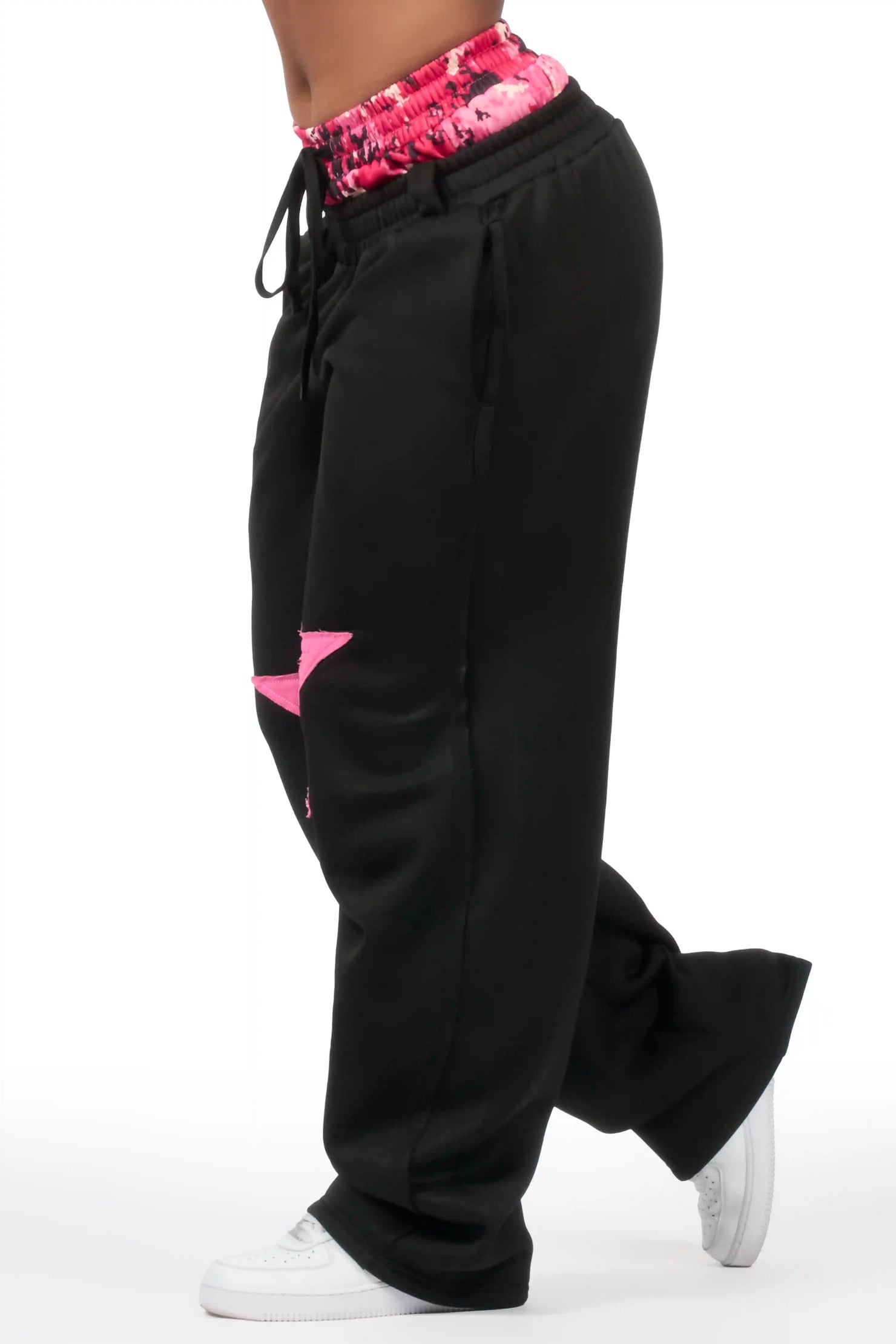 Canaan Black Double Waisted Baggy Track Pant