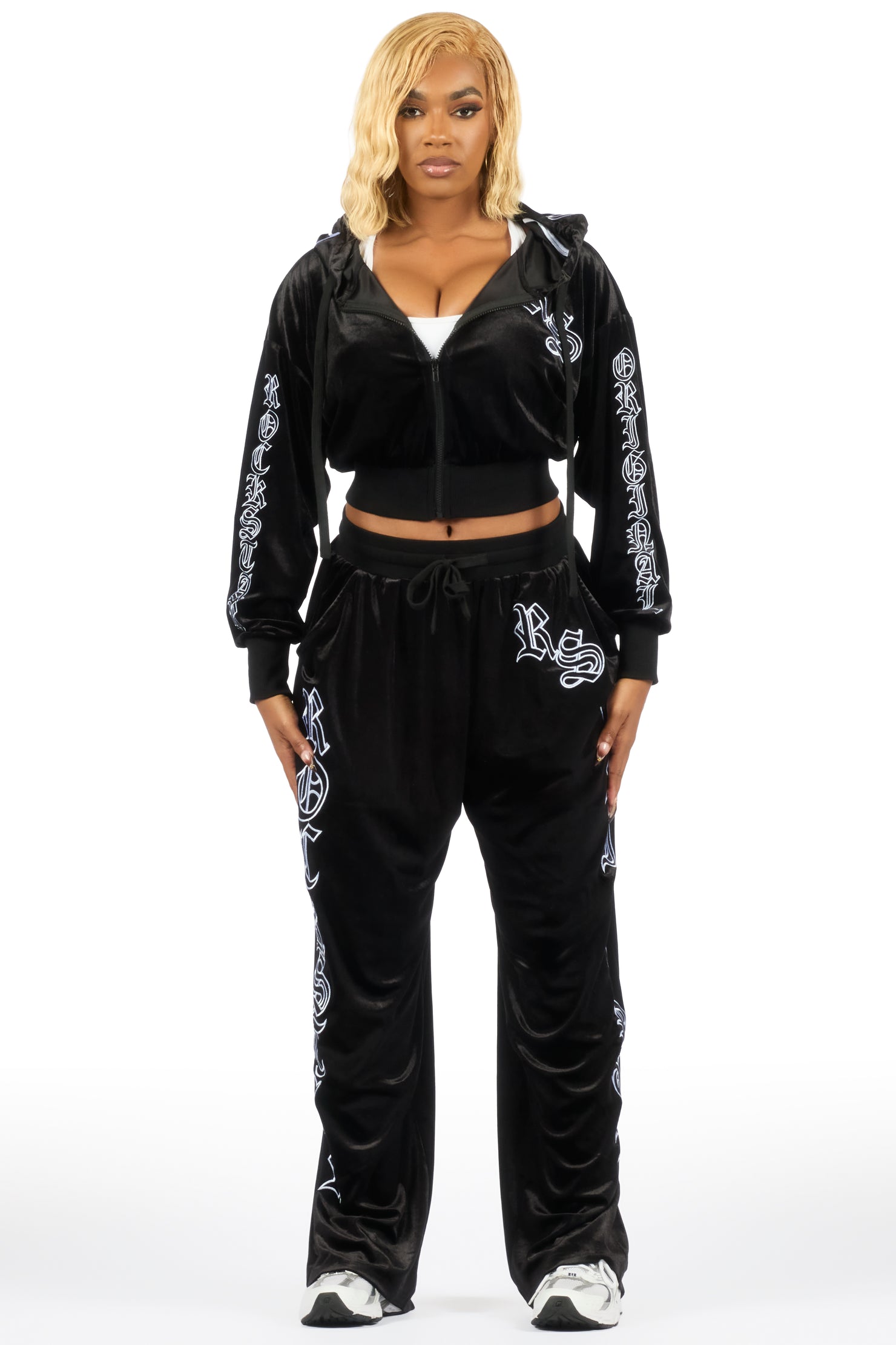 Minkina Black Velour Baggy Fit Track Set