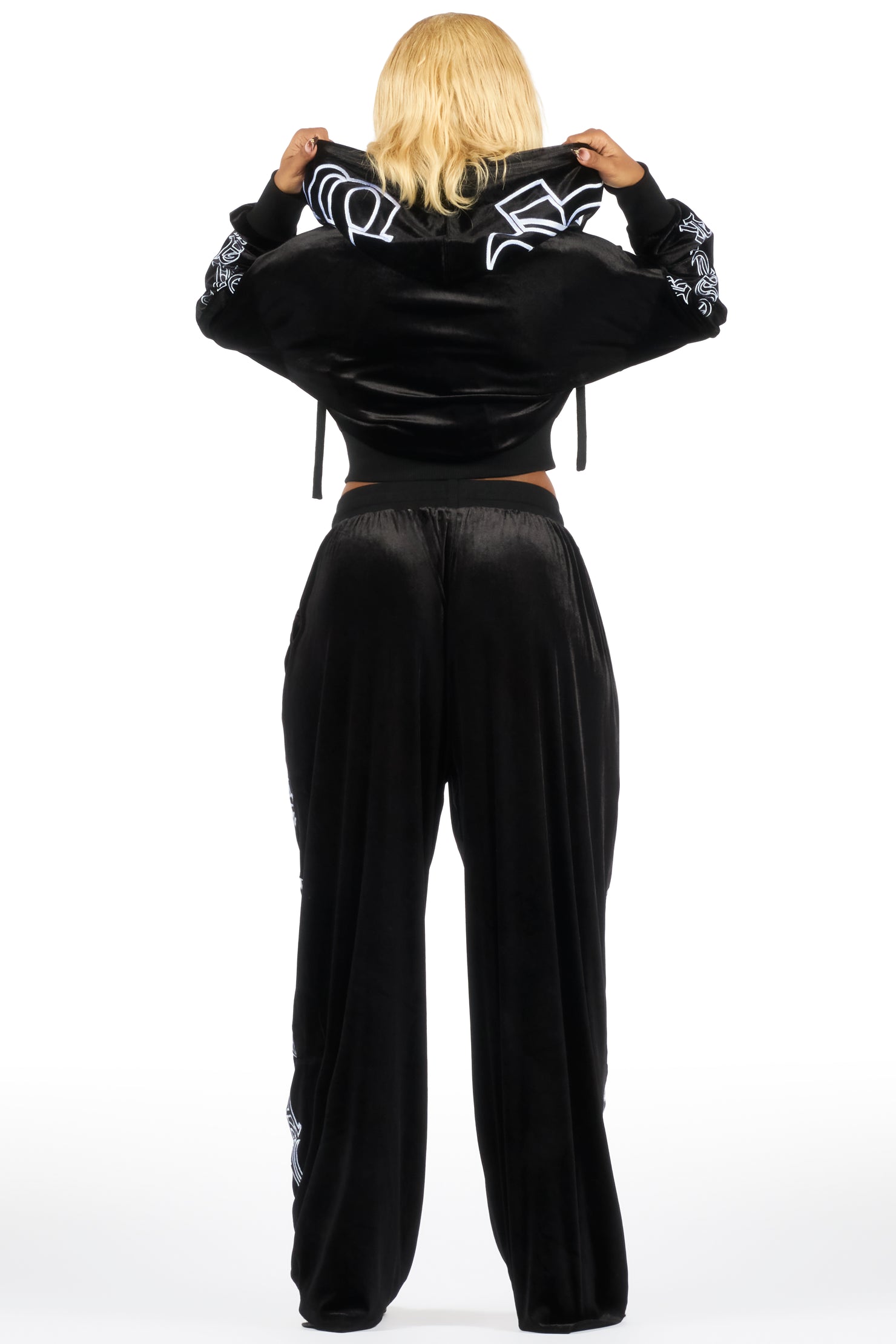 Minkina Black Velour Baggy Fit Track Set