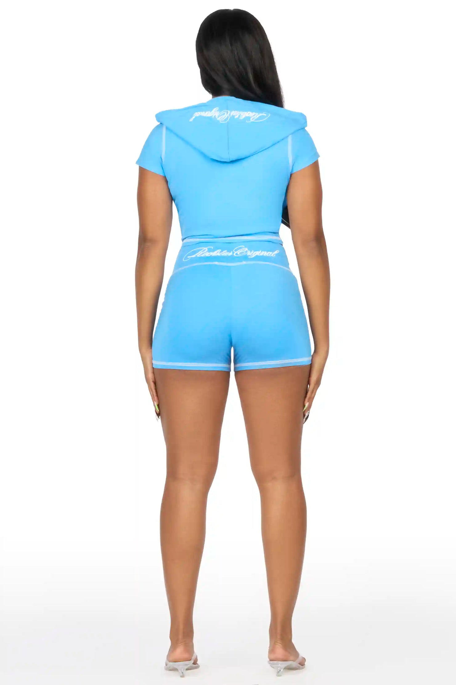 Caternia Blue Zip Top Short Set