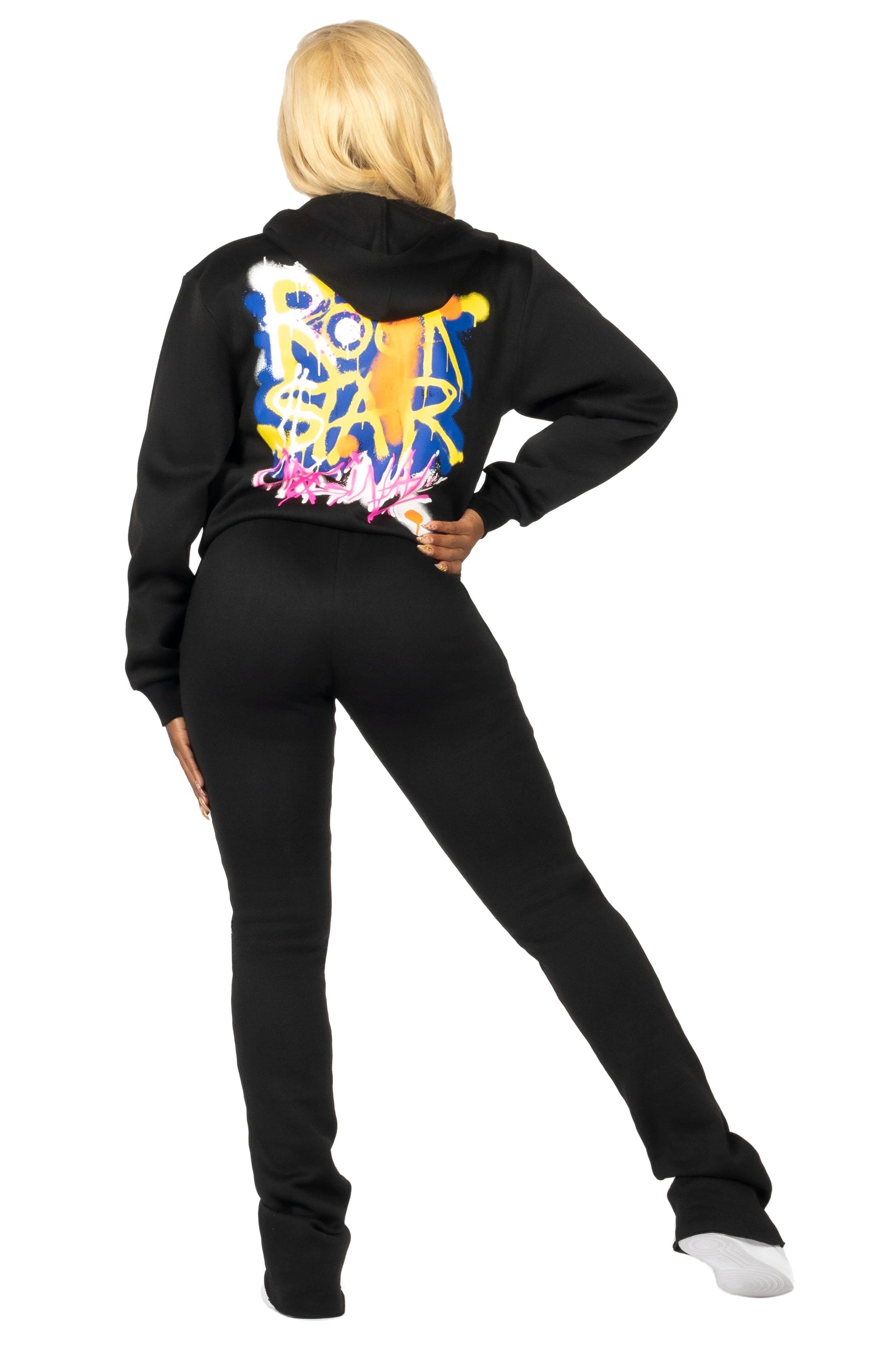 Passion Black Zip Up Super Stacked Trackset