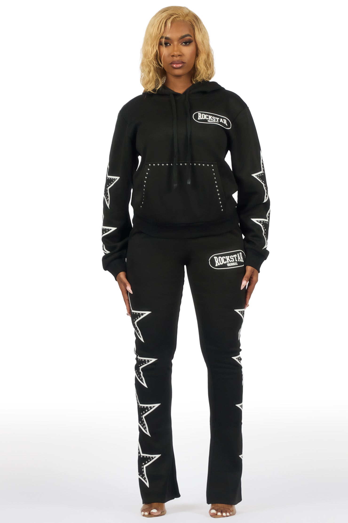 Alexius Black Rhinestone Stacked Track Set