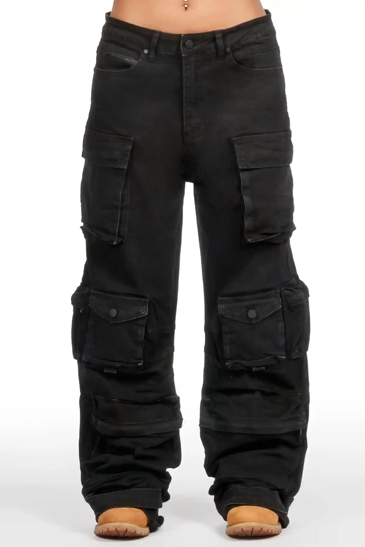 Novayah Black Baggy Cargo Jean