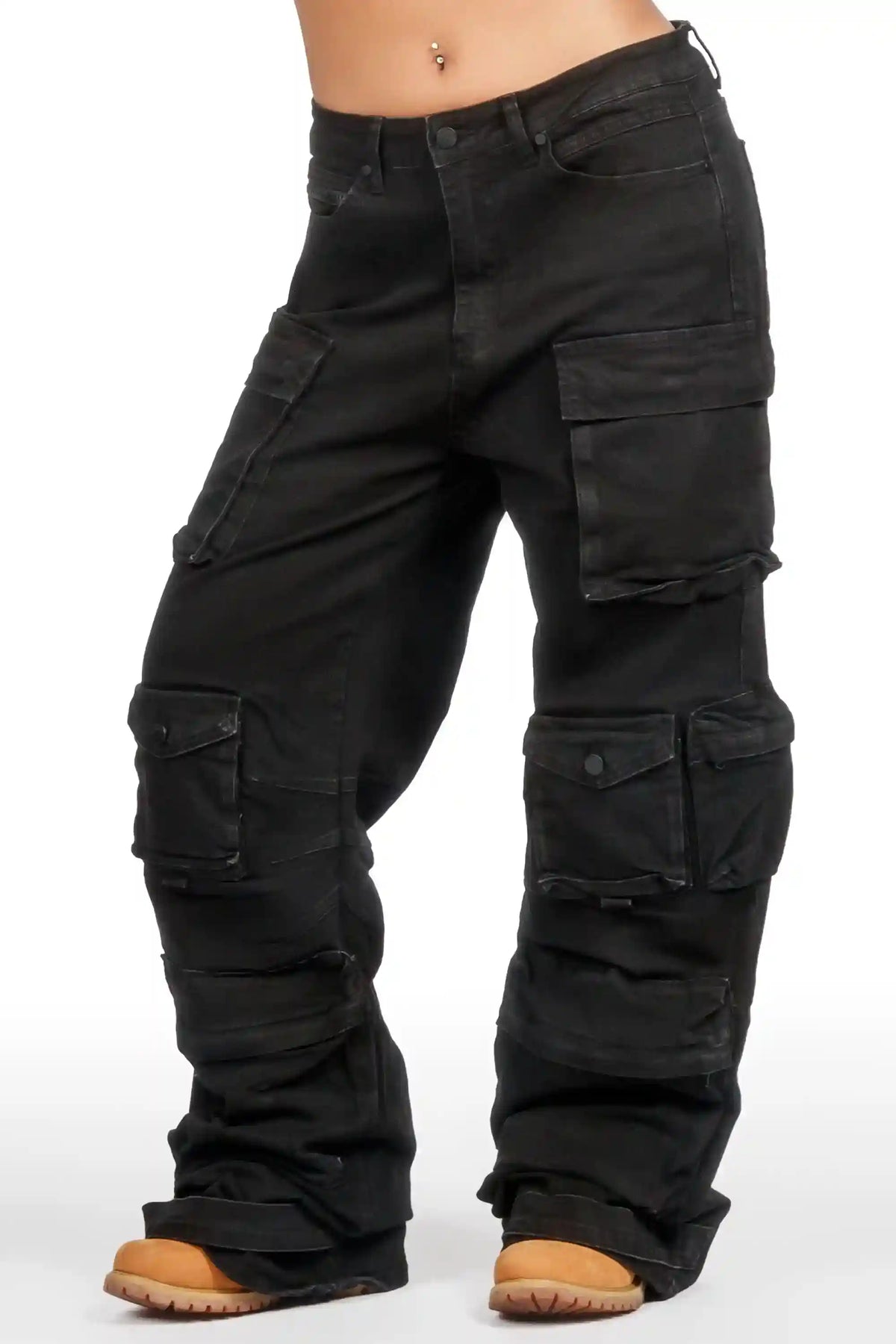 Novayah Black Baggy Cargo Jean