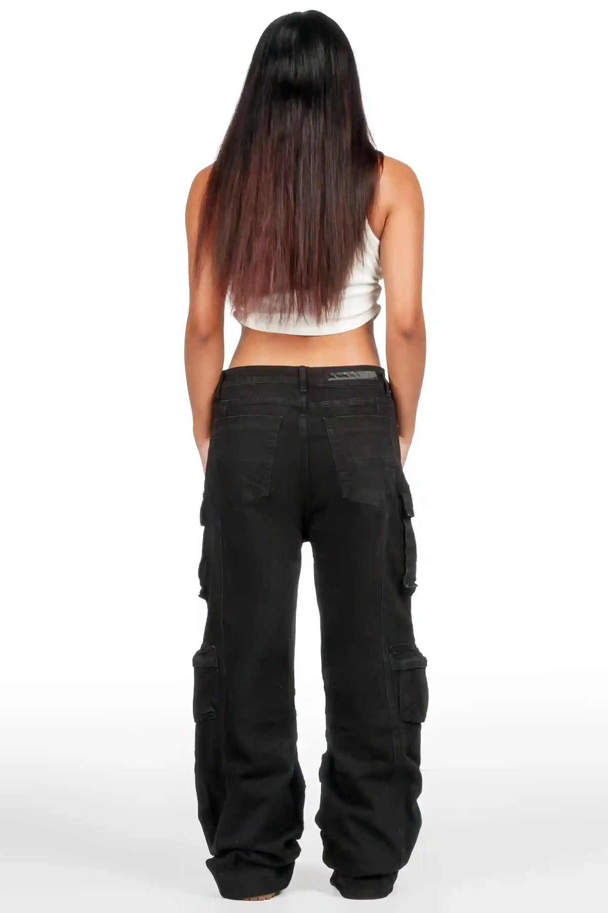 Novayah Black Baggy Cargo Jean