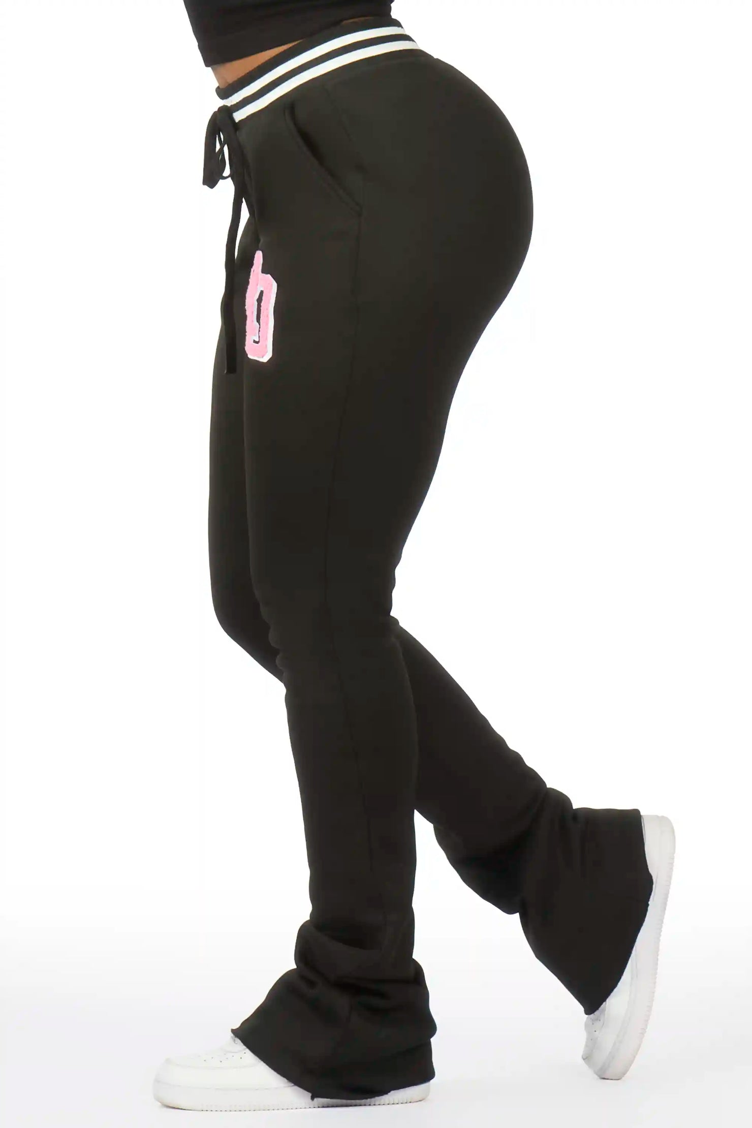 Esmeralda Black Super Stacked Track Pant