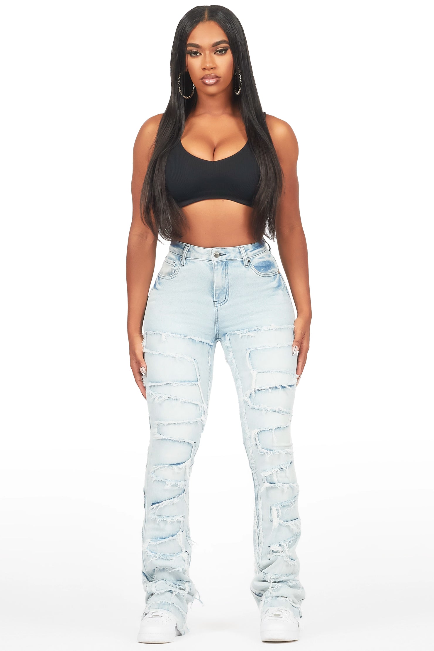 Zariyah Light Wash Stacked Flare Jean