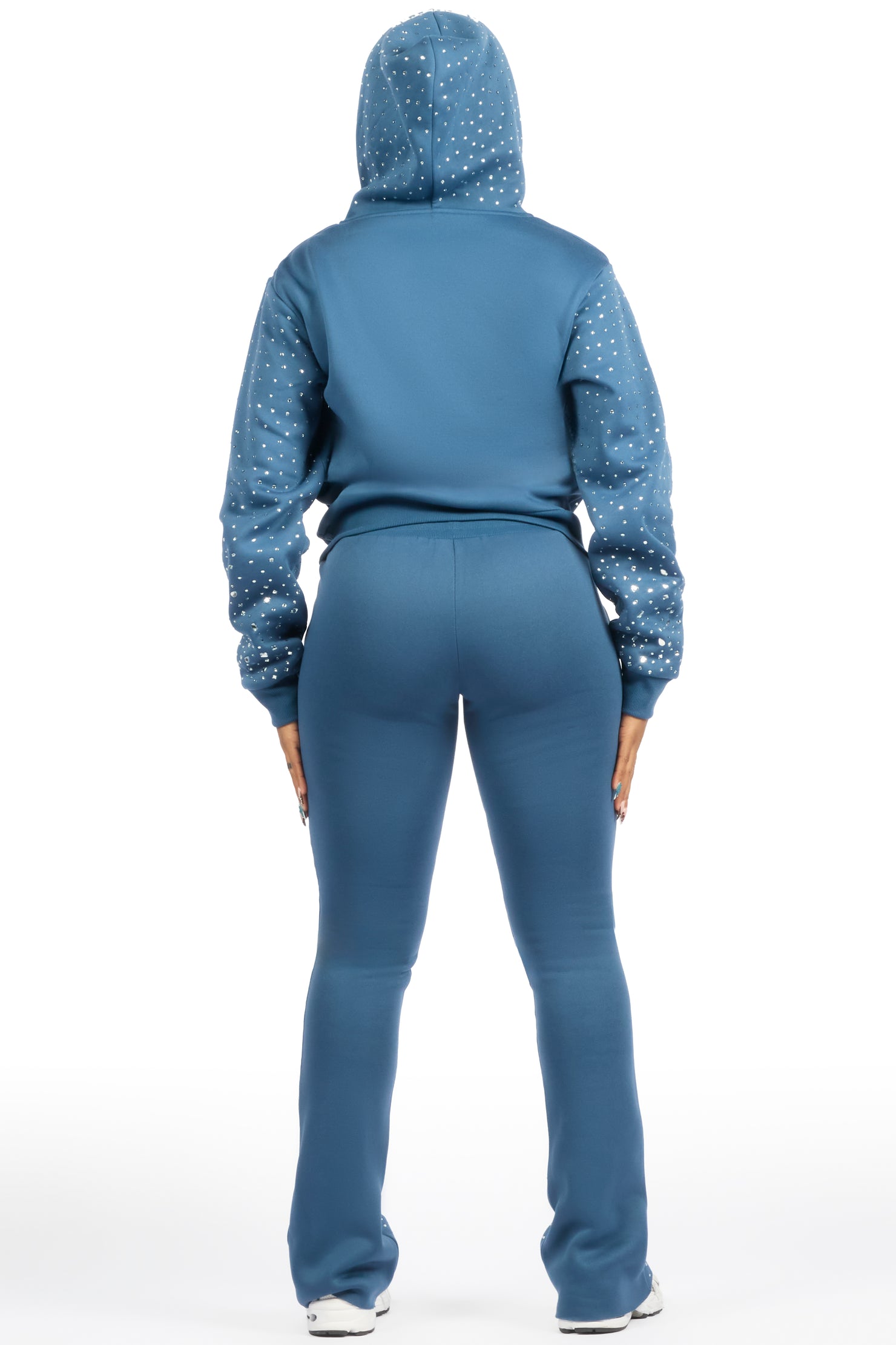 Porsha Navy Rhinestone Stacked Track Set