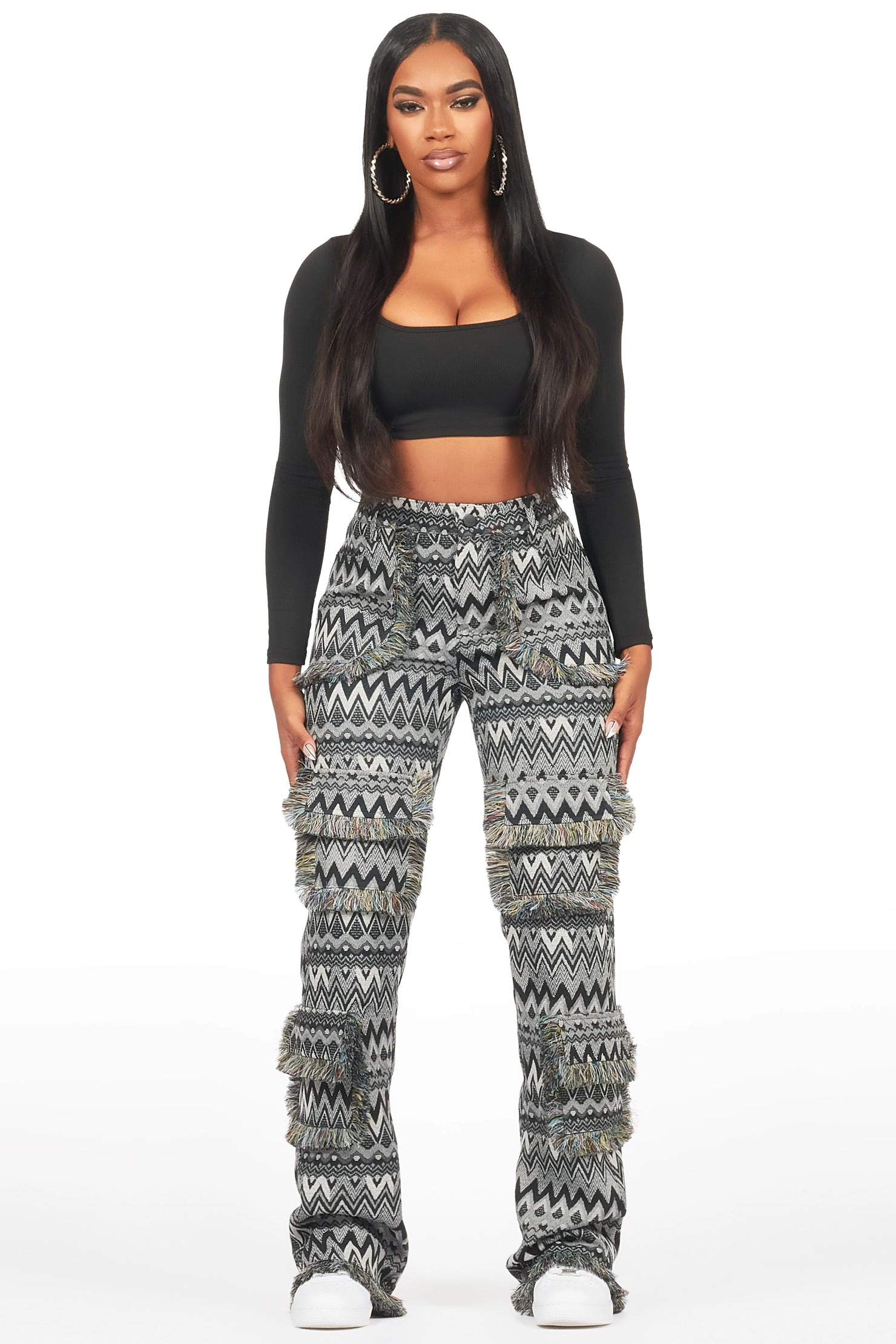 Mikaia Black Tapestry Stacked Pant