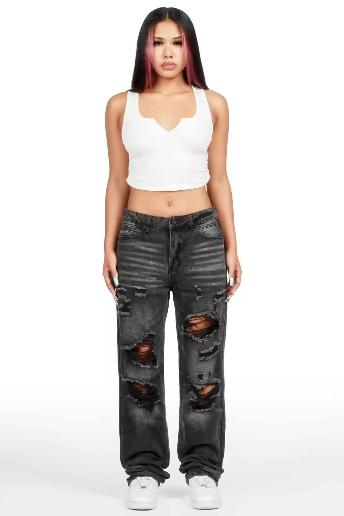 Aviana Grey Baggy Fit Jean