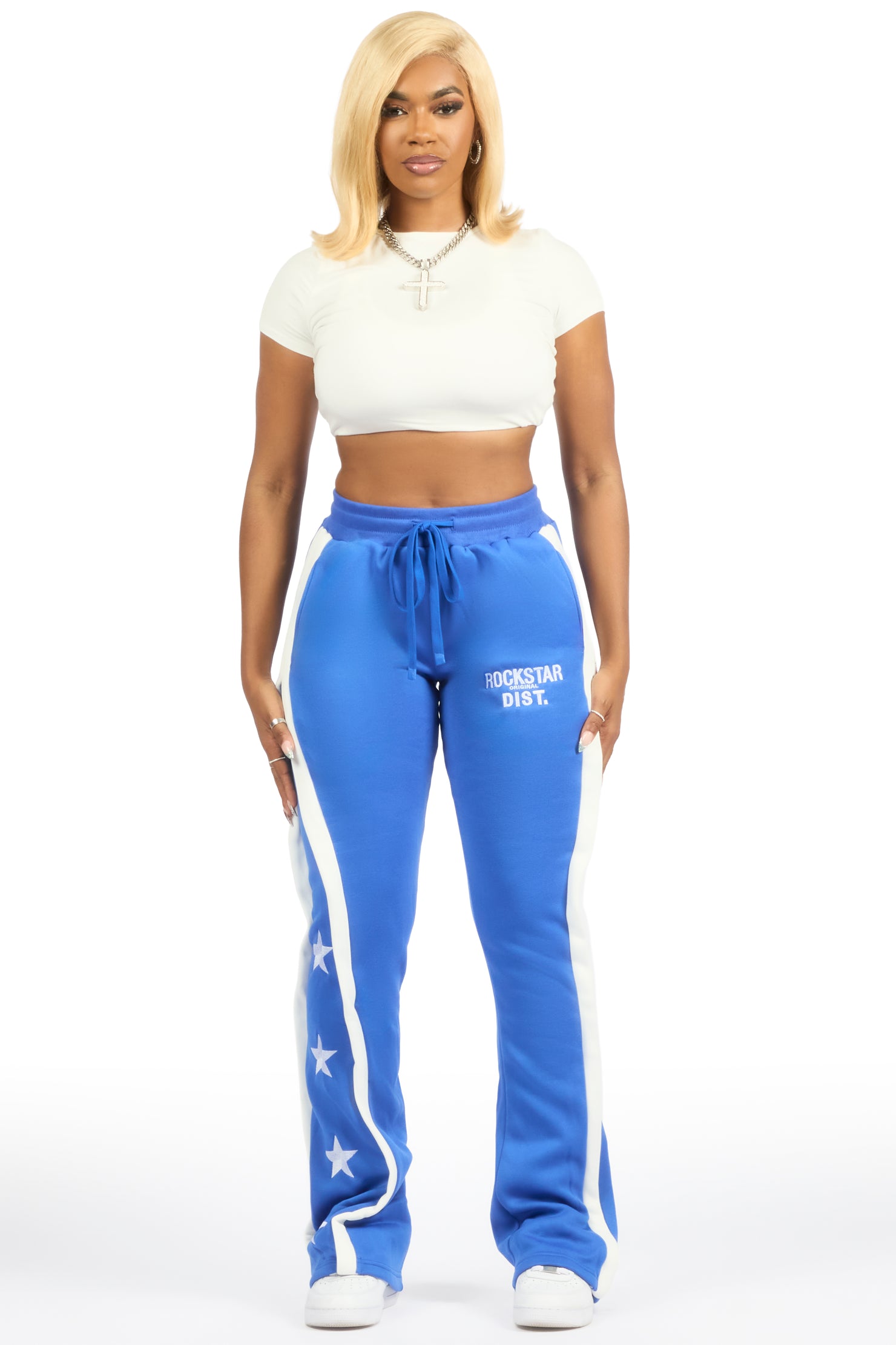 Deaunta Royal Blue Stacked Track Pant