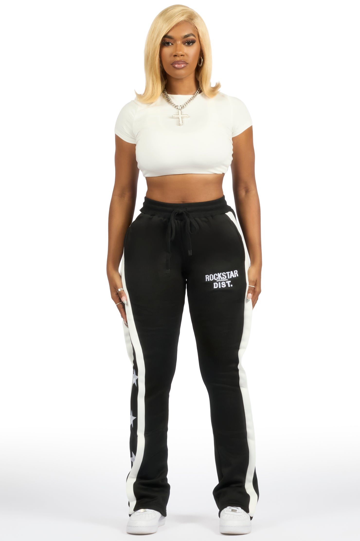 Deaunta Black Stacked Track Pant