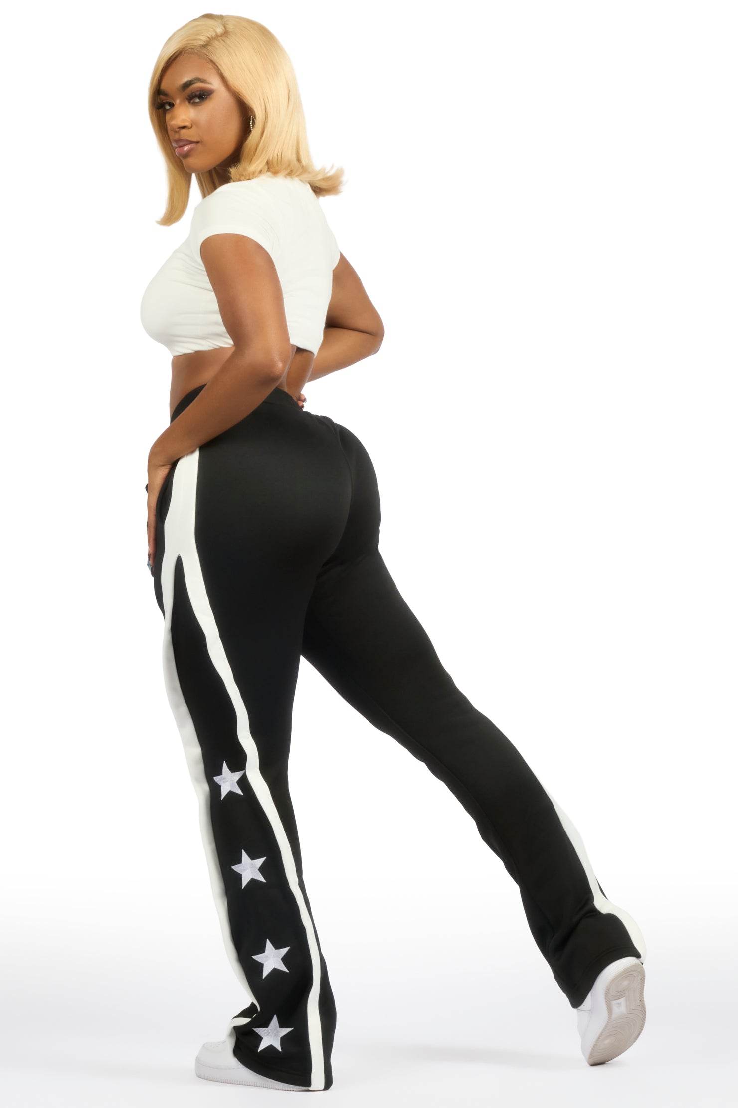 Deaunta Black Stacked Track Pant