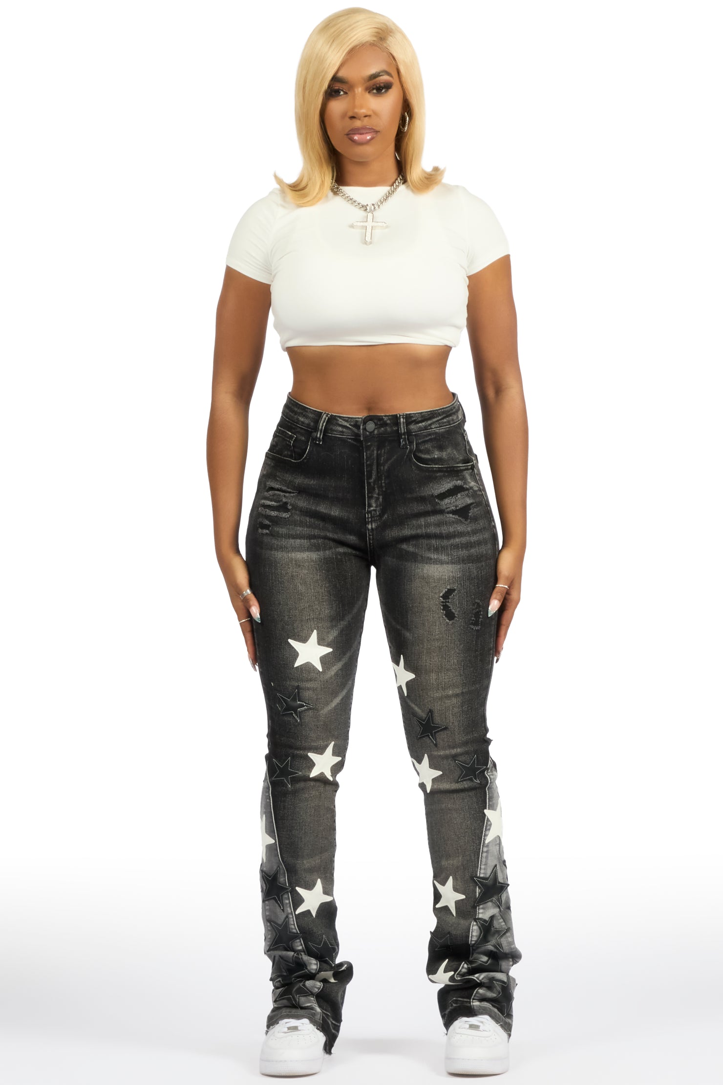 Adella Black Stacked Jean