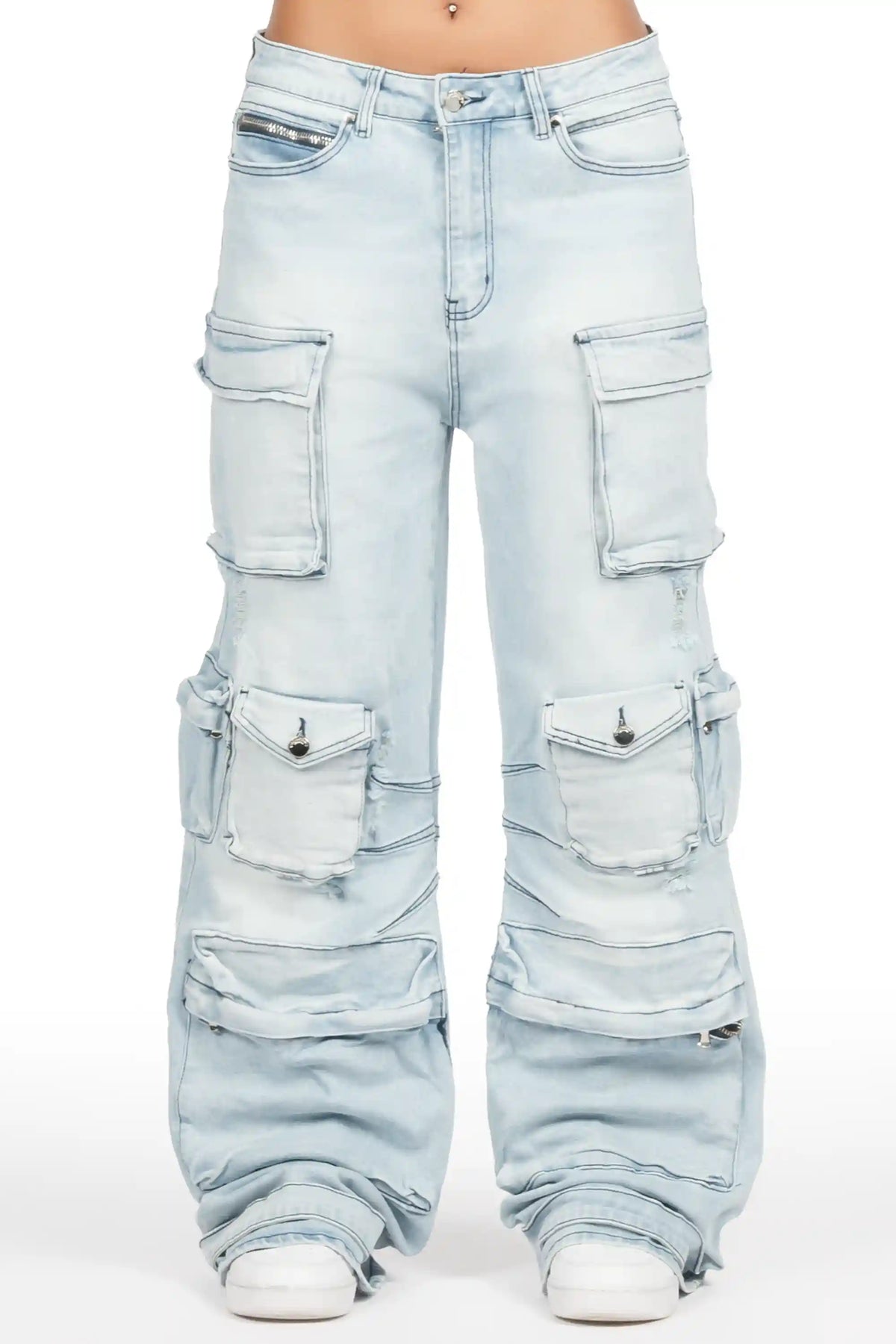 Novayah Blue Baggy Cargo Jean