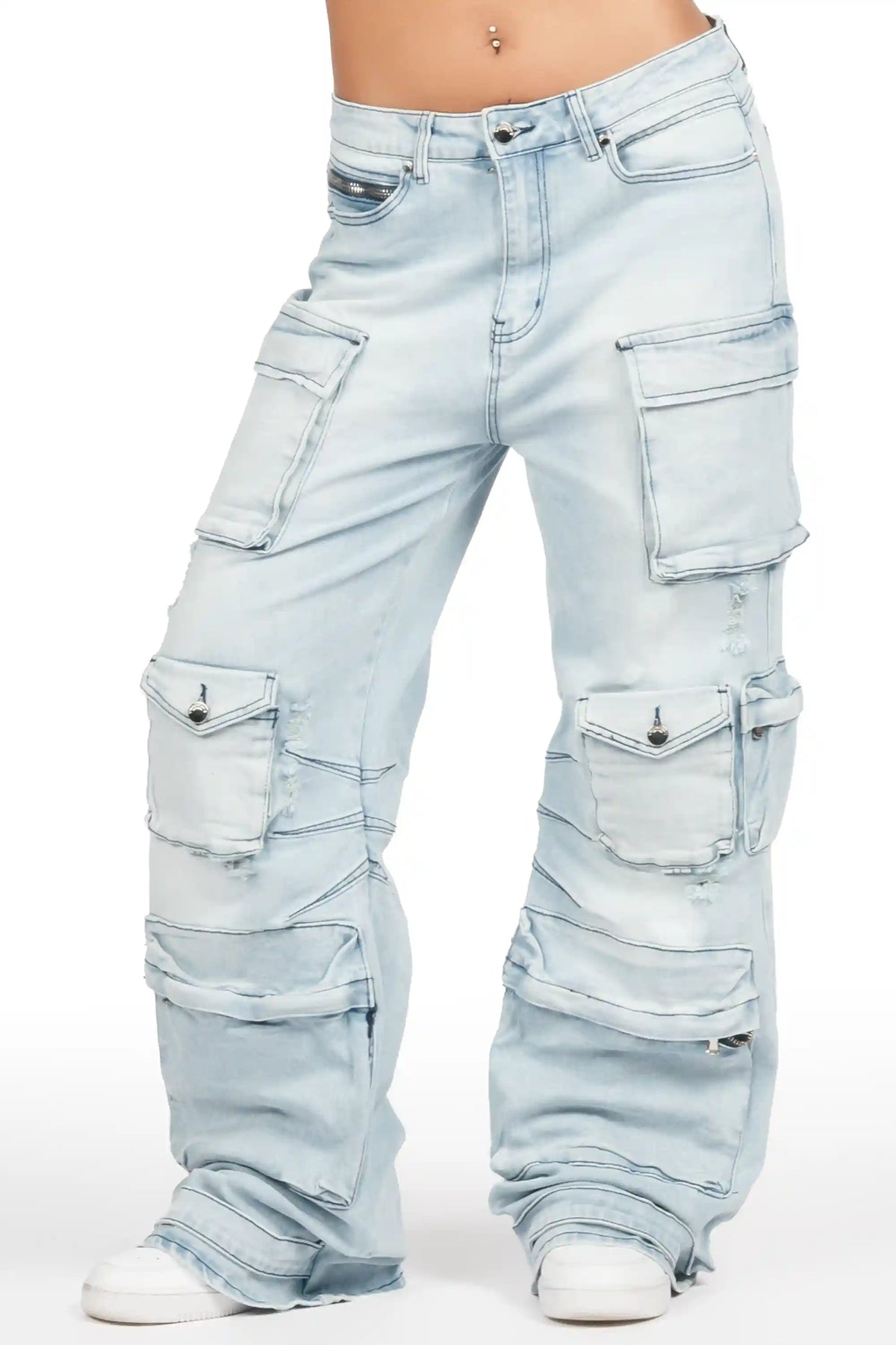 Novayah Blue Baggy Cargo Jean