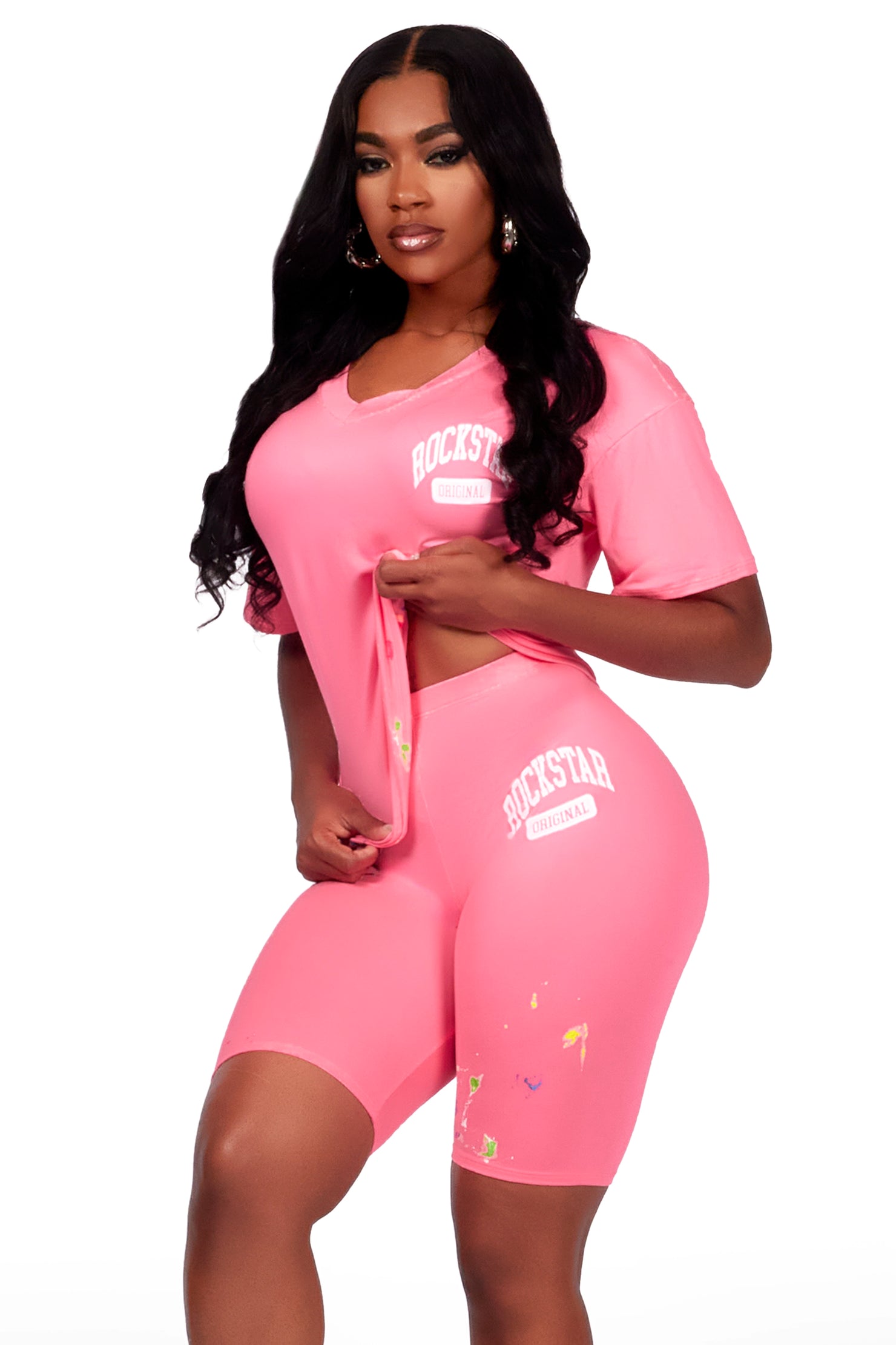 Nydia Hot Pink Bike Short Set