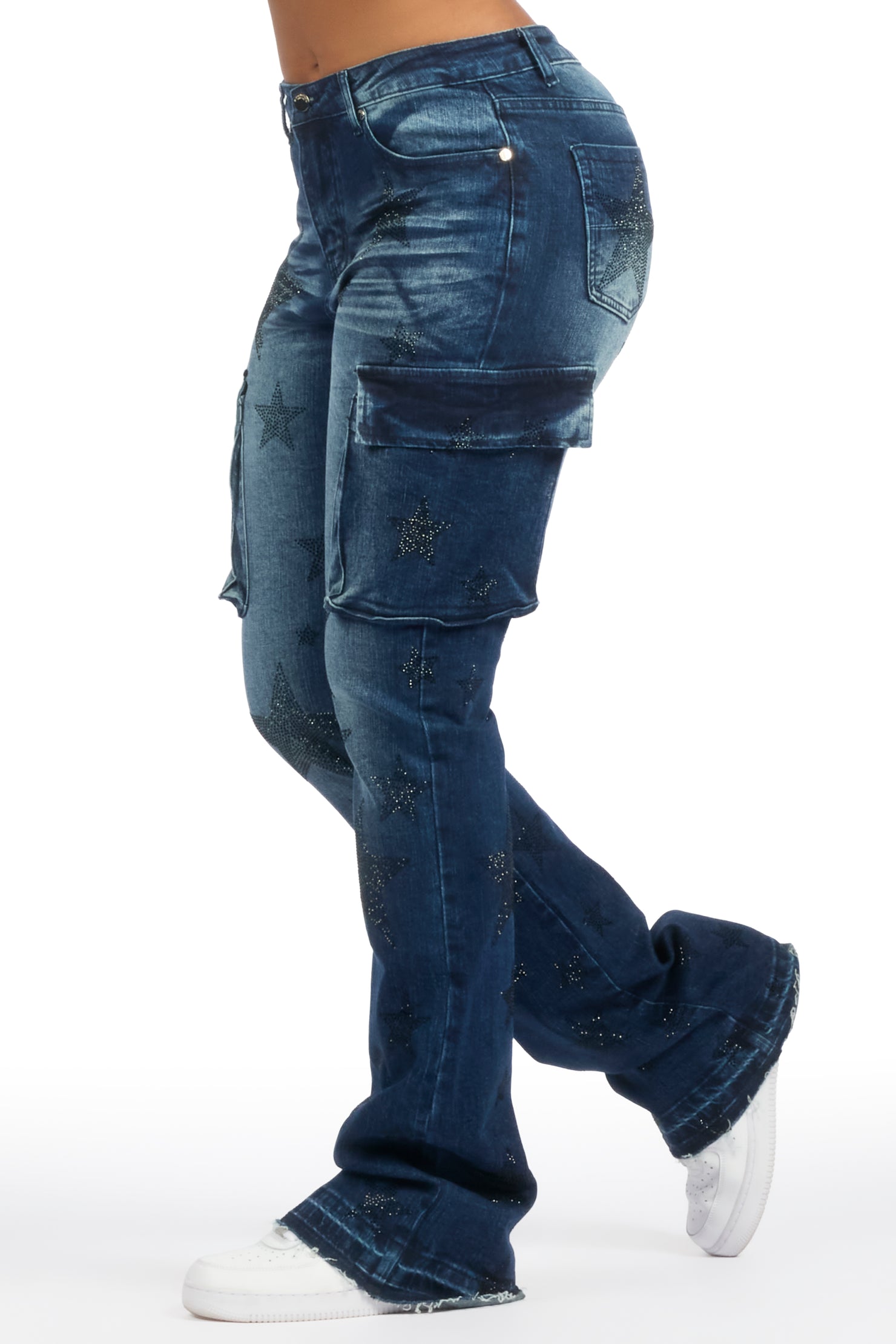 Kendrica Dark Wash Rhinestone Stacked Jean