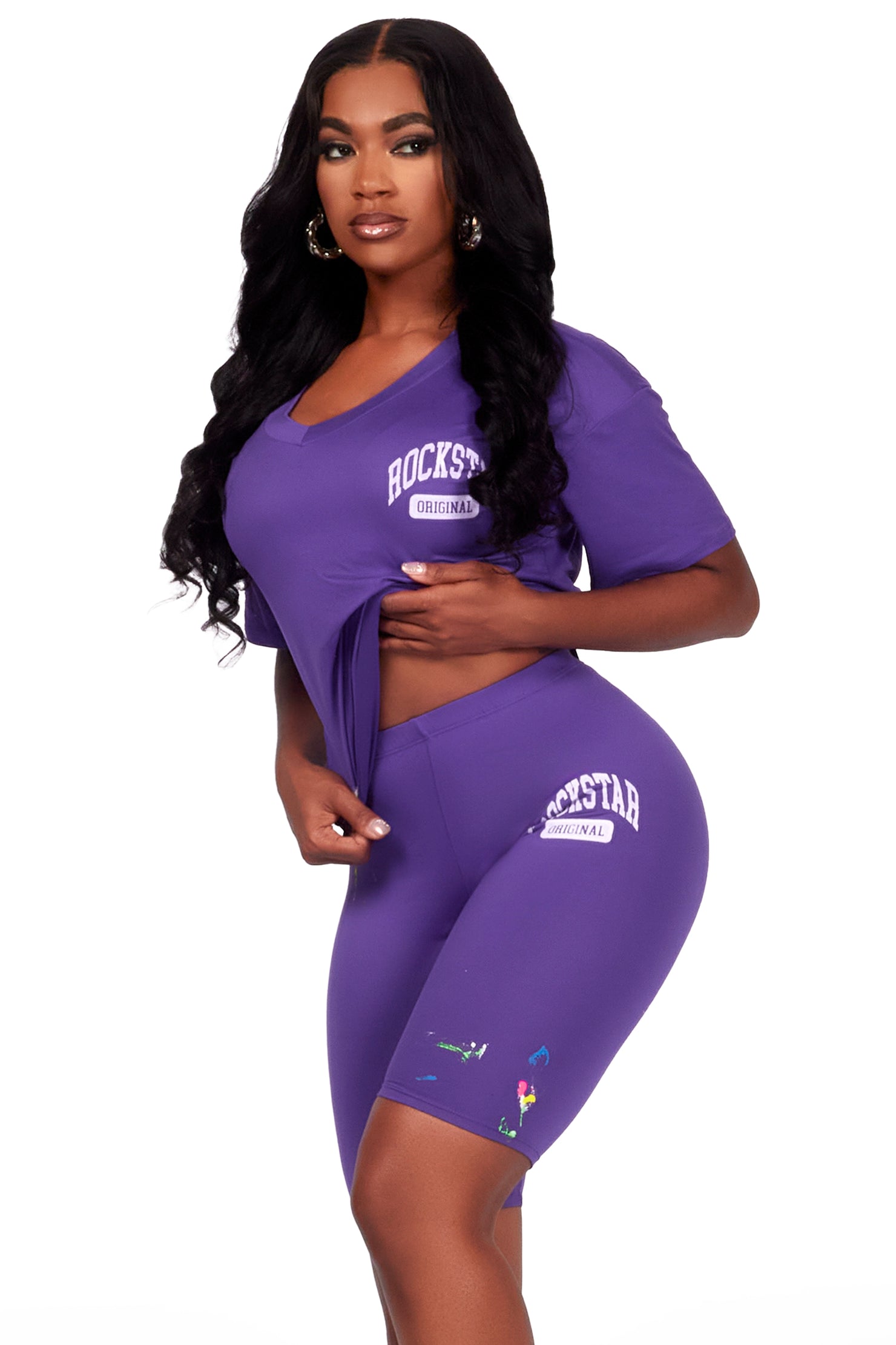 Nydia Purple Bike Short Set