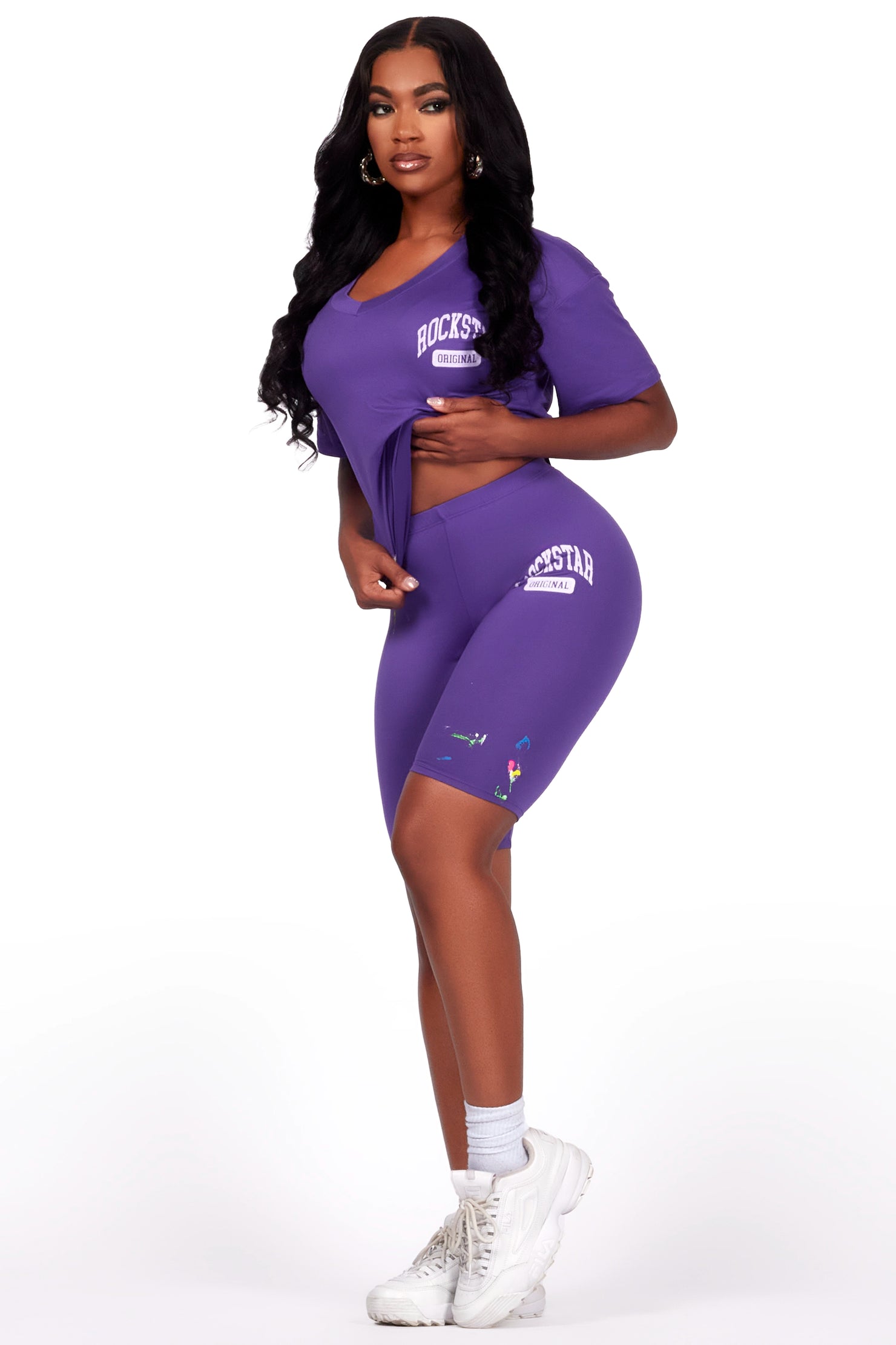 Nydia Purple Bike Short Set