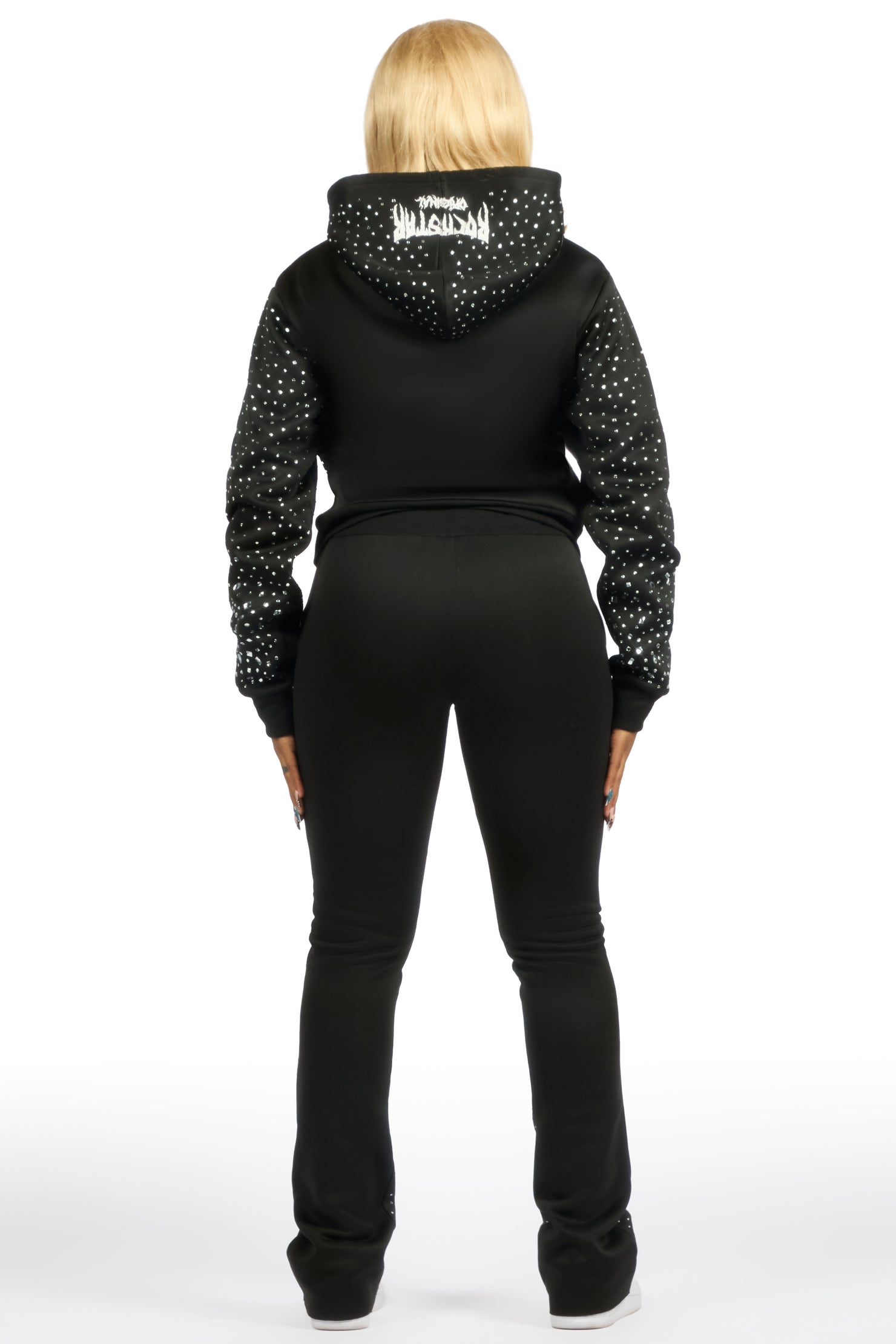 Porsha Black Rhinestone Stacked Track Set