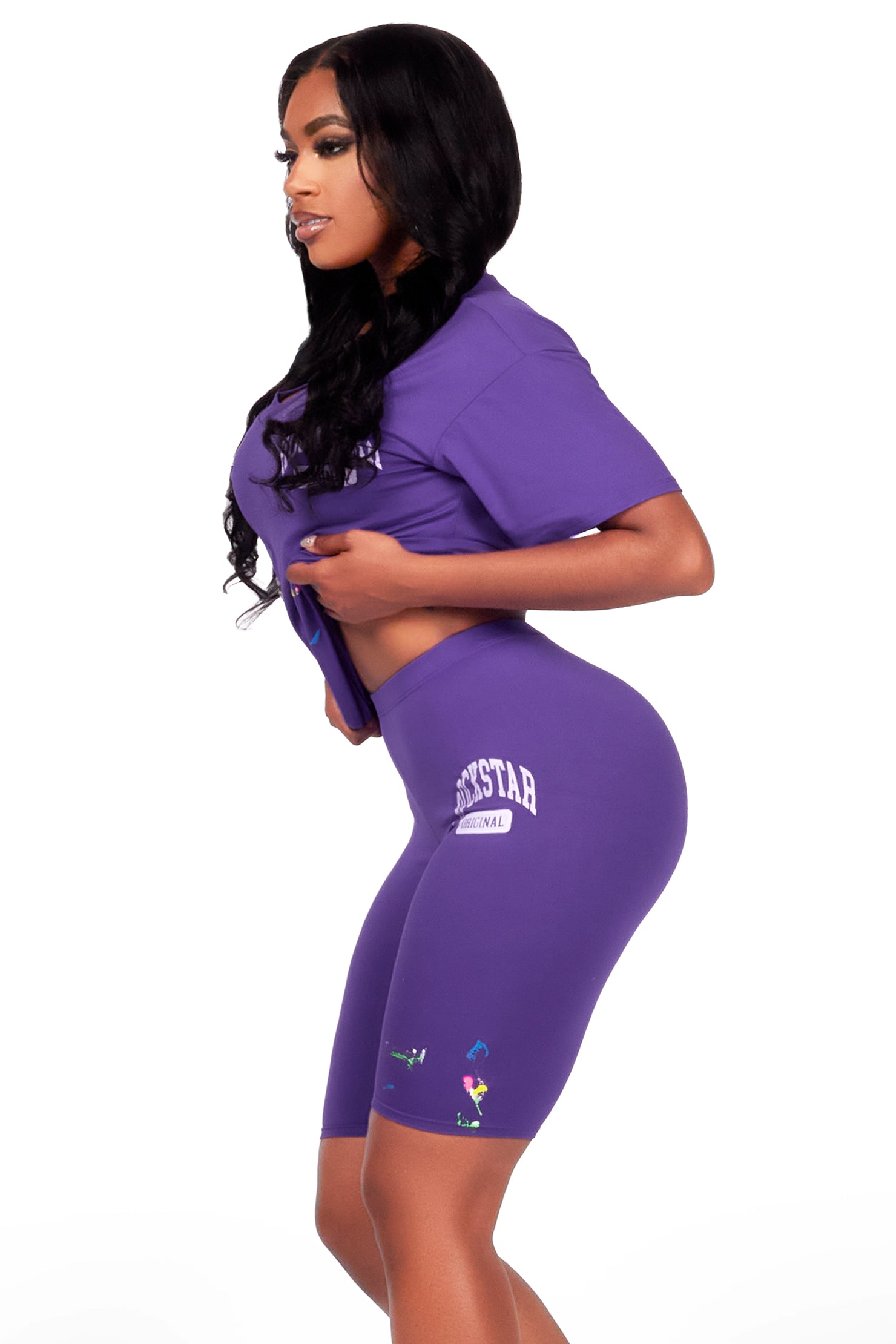 Nydia Purple Bike Short Set