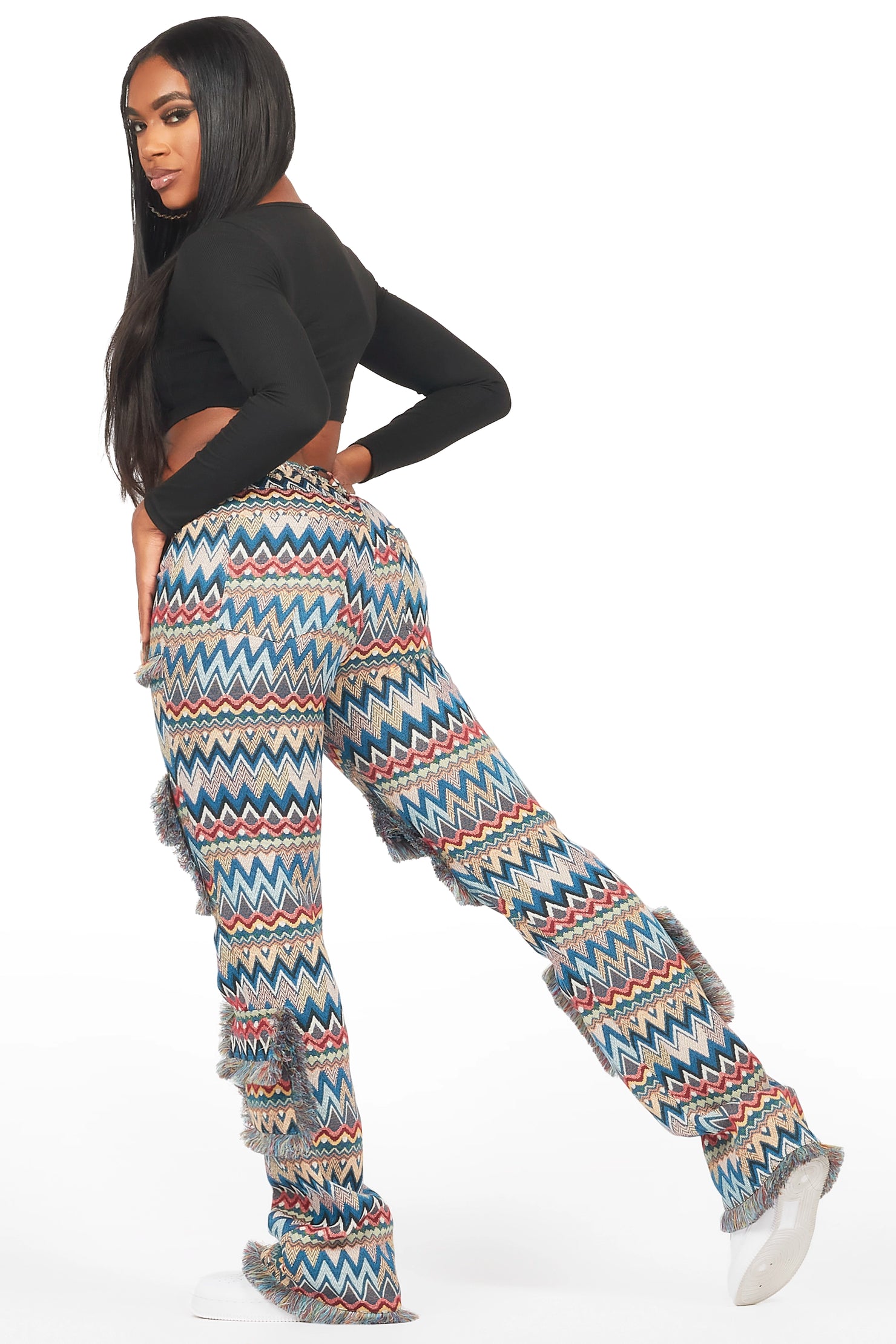 Mikaia Blue Tapestry Stacked Pant
