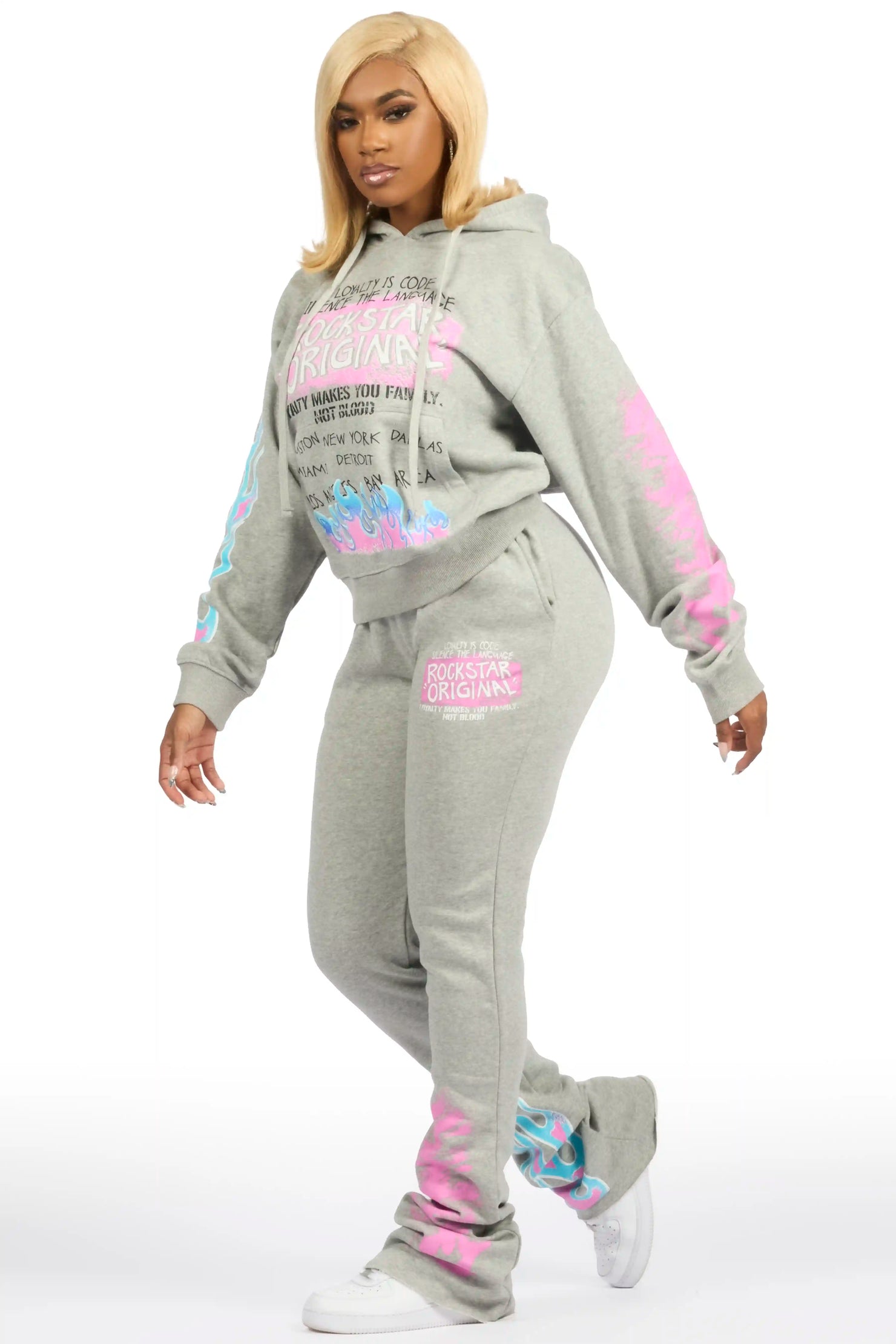 Marcey Heather Grey Super Stacked Track Set