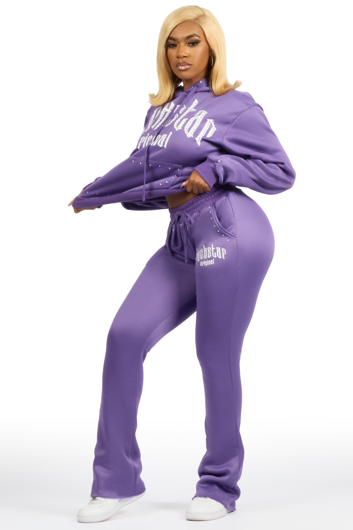 Sherris Purple Studded Stacked Track Set