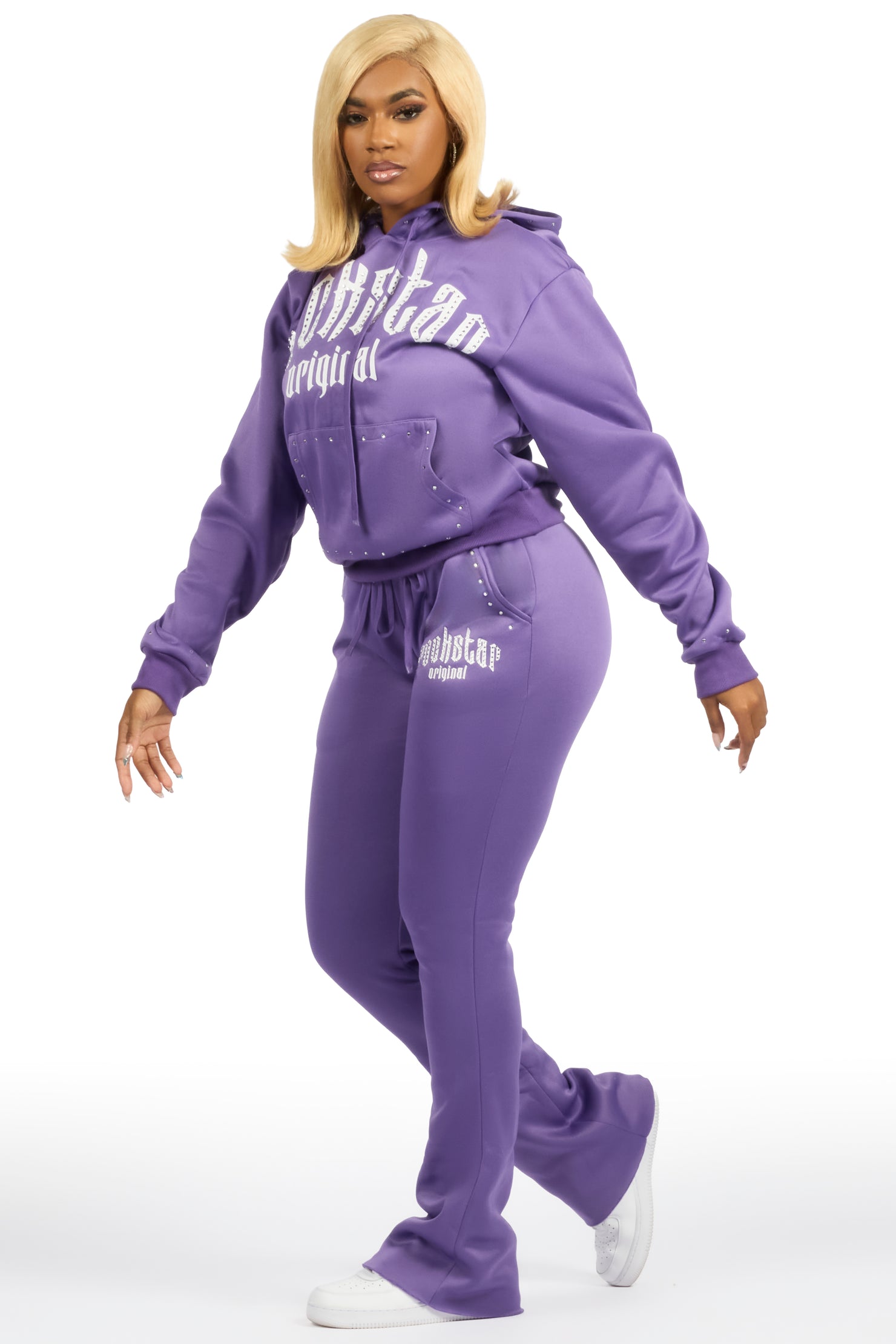 Sherris Purple Studded Stacked Track Set