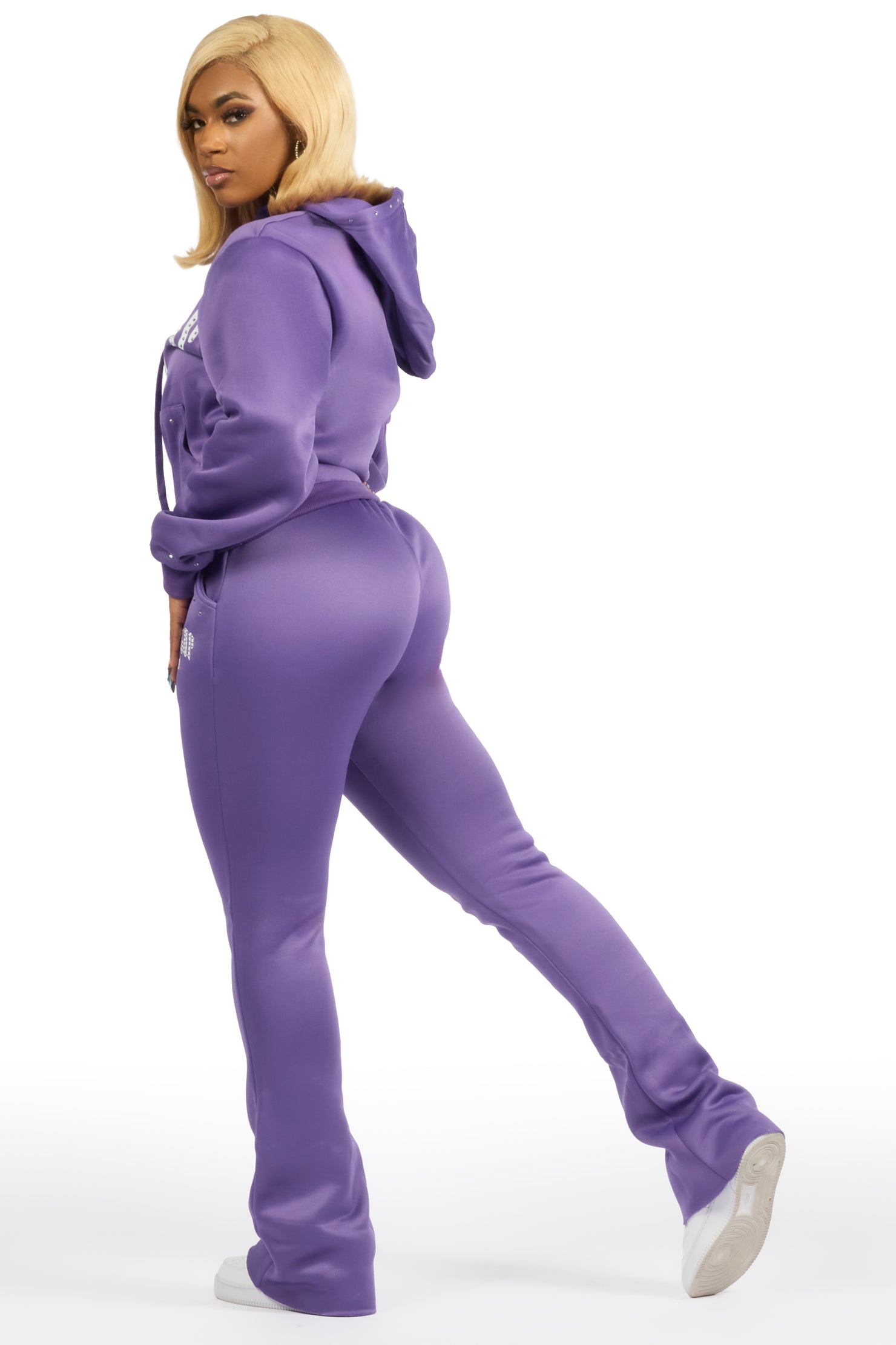 Sherris Purple Studded Stacked Track Set