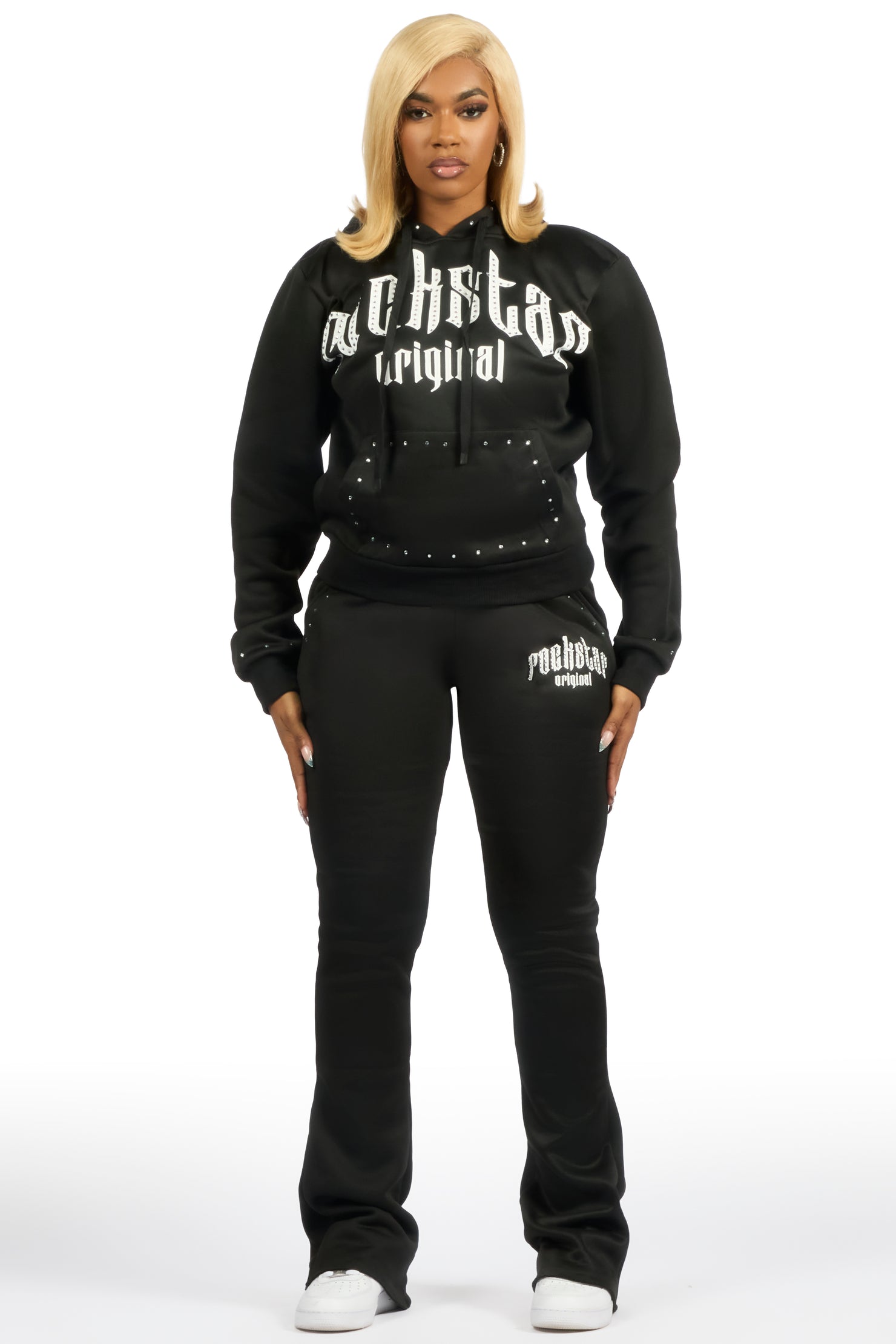 Sherris Black Studded Stacked Track Set