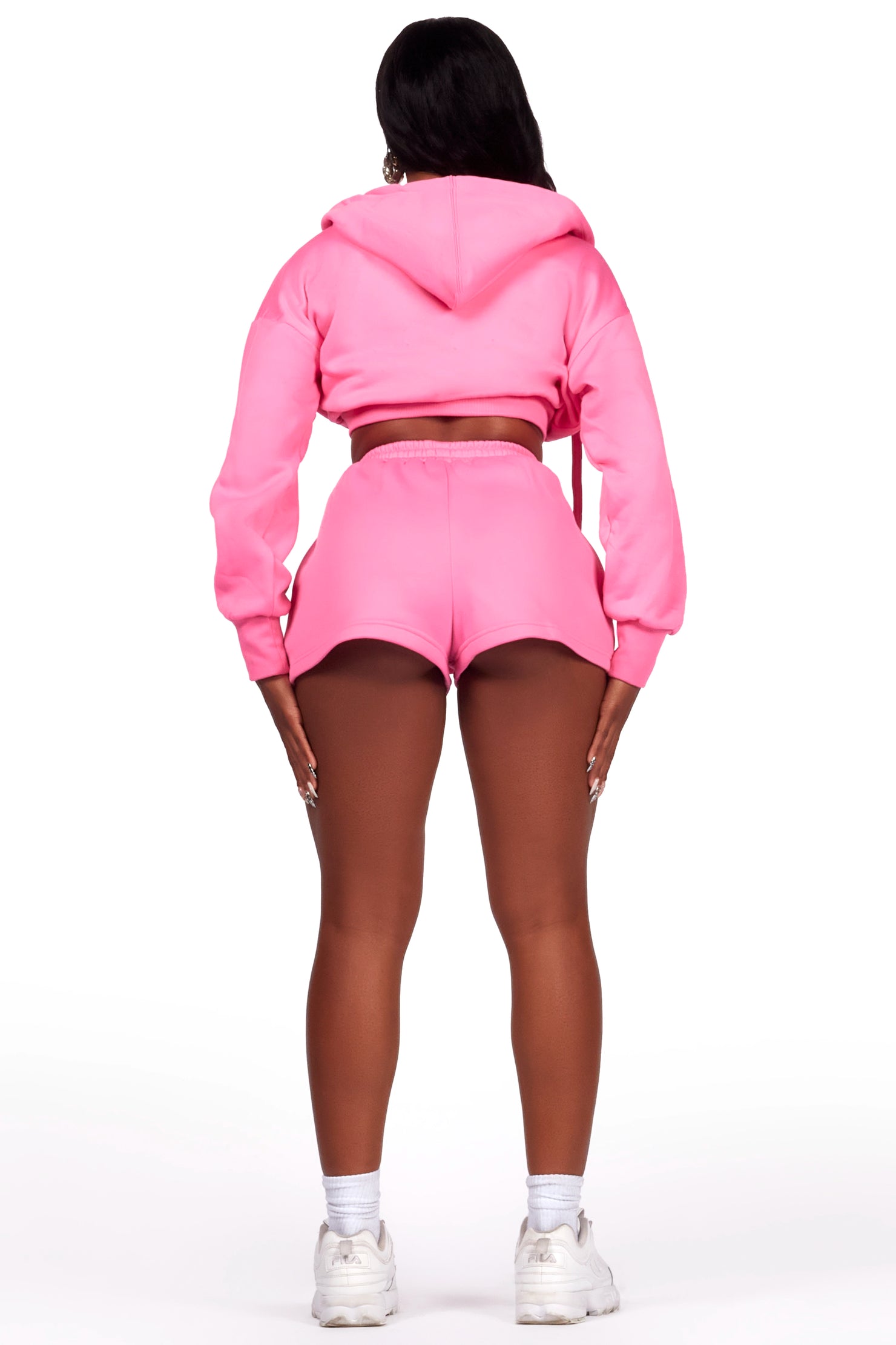 Kristiane Bubblegum Pink Zip Up Short Set