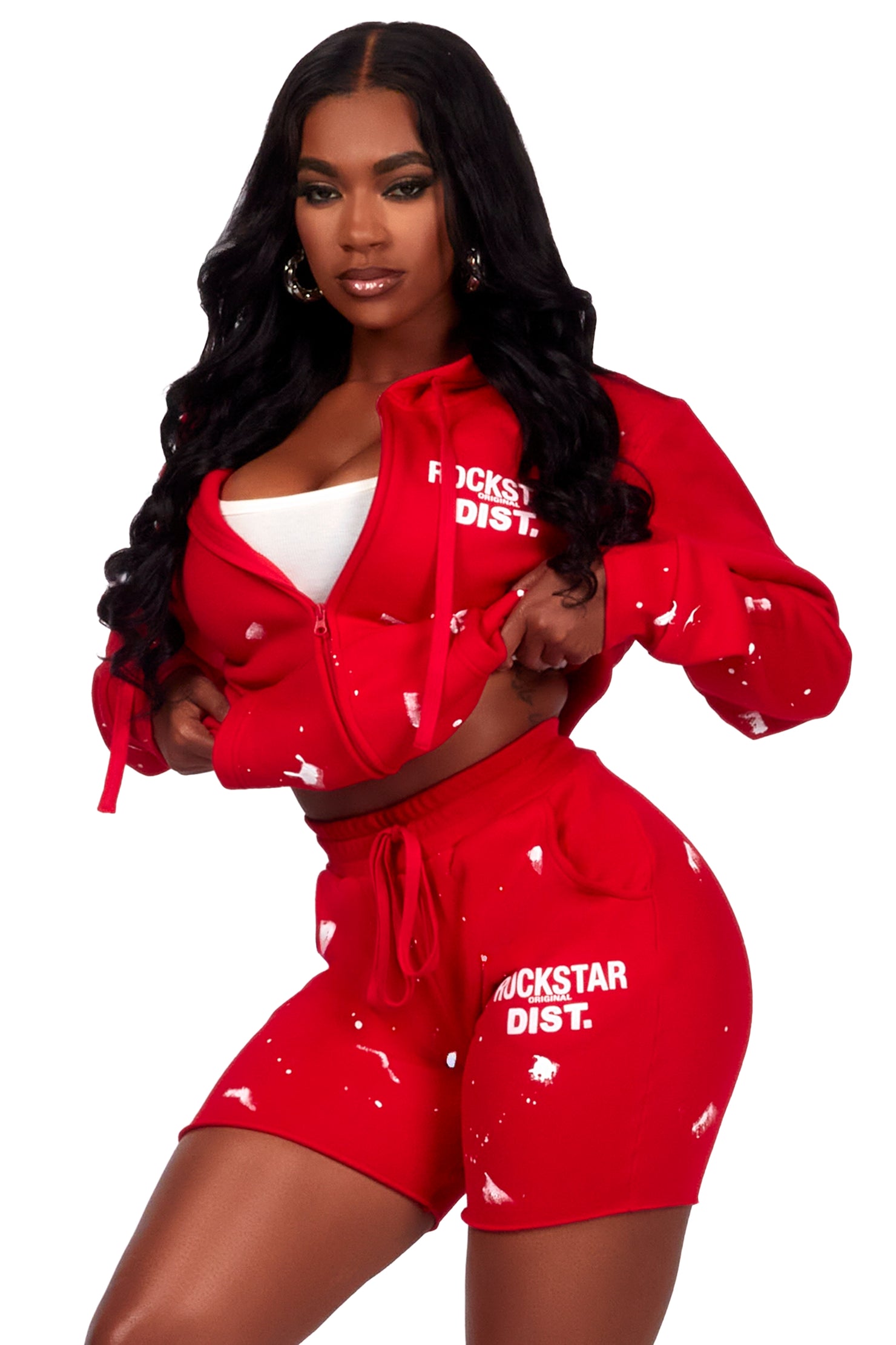 Kanesha Red Zip Up Short Set