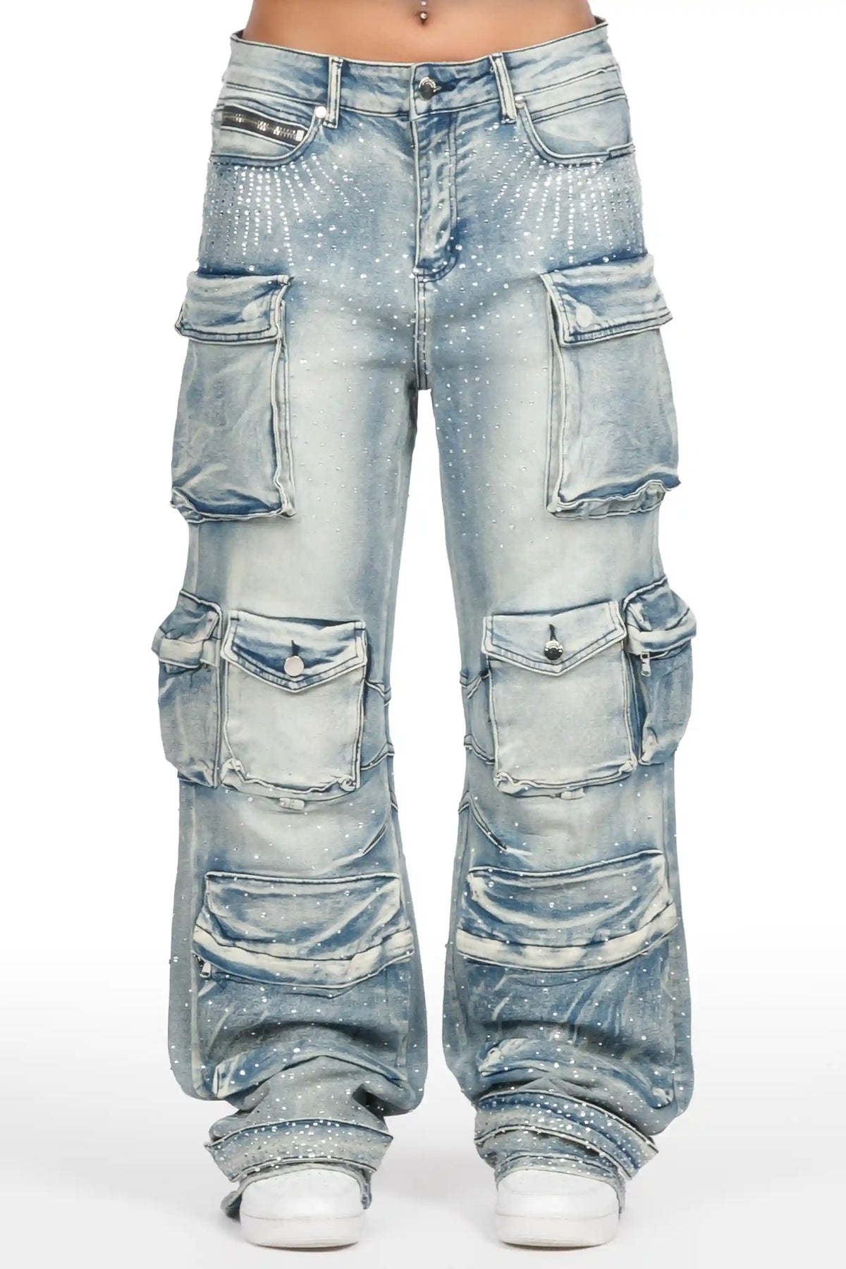 Kamora Light Blue Rhinestone Baggy Fit Jean