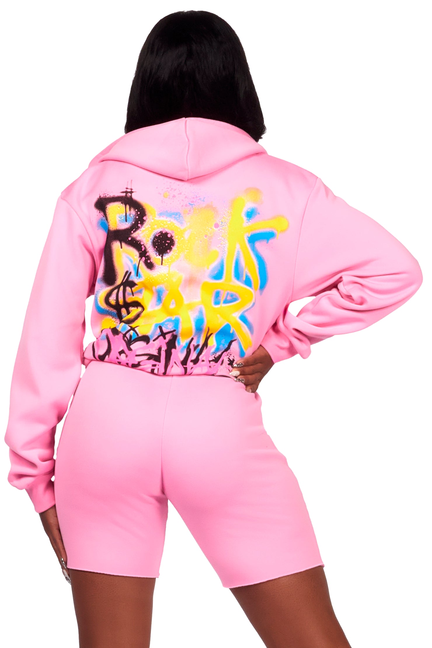 Passion Pink Zip Up Short Set