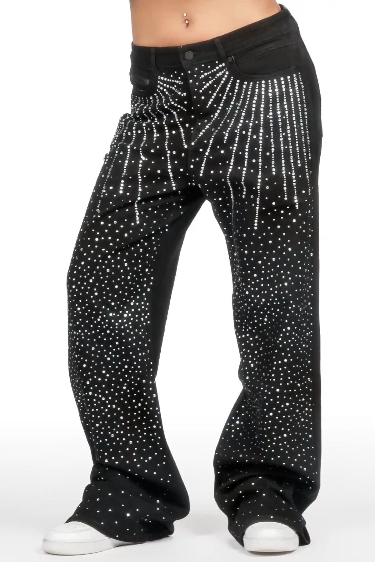 Zylani Black Rhinestone Baggy Fit Jean
