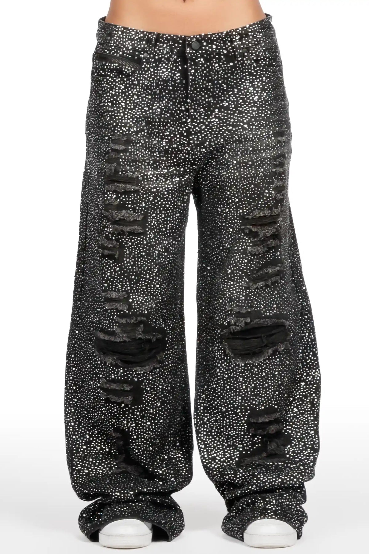 Azelia Black Rhinestone Baggy Fit Jean