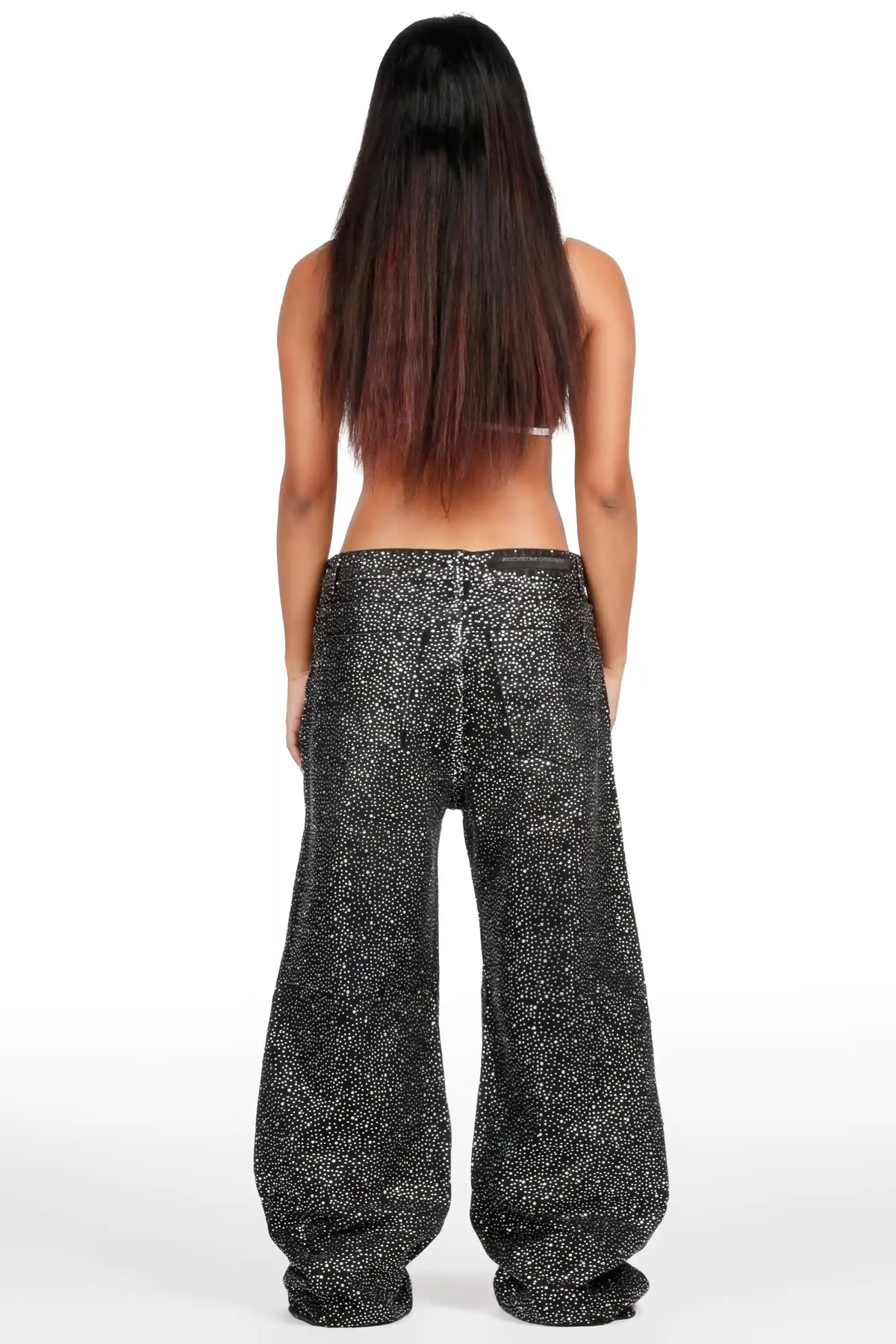 Azelia Black Rhinestone Baggy Fit Jean