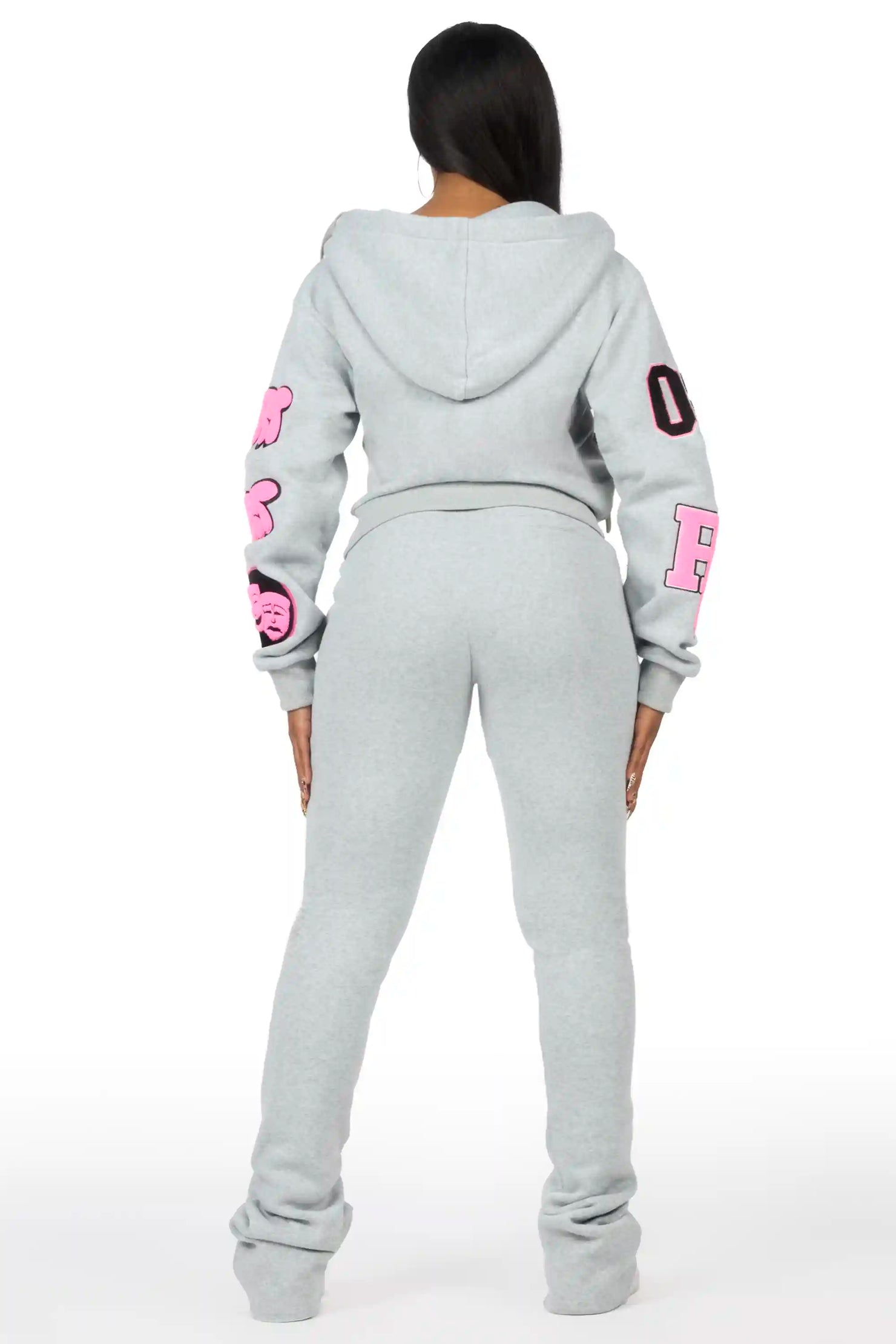 Leslee Grey/Pink Super Stacked Track Set